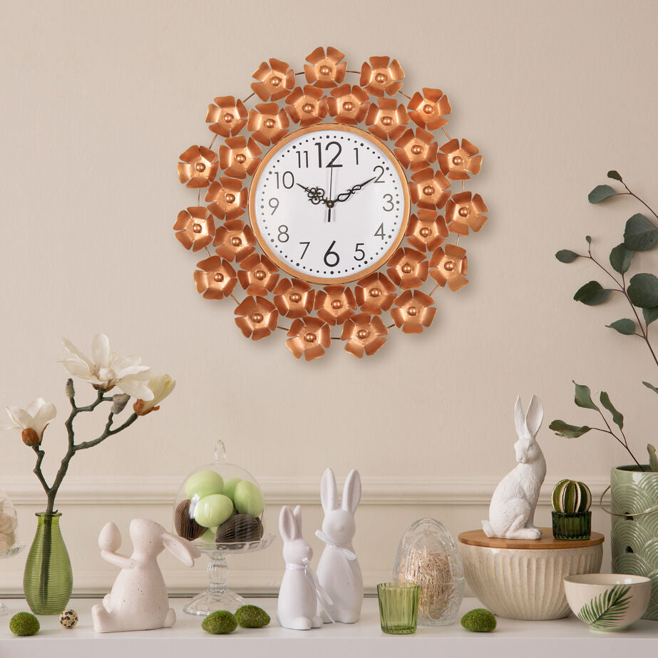 Luxury Golden Floral Wall Clock for Elegant Home Décor