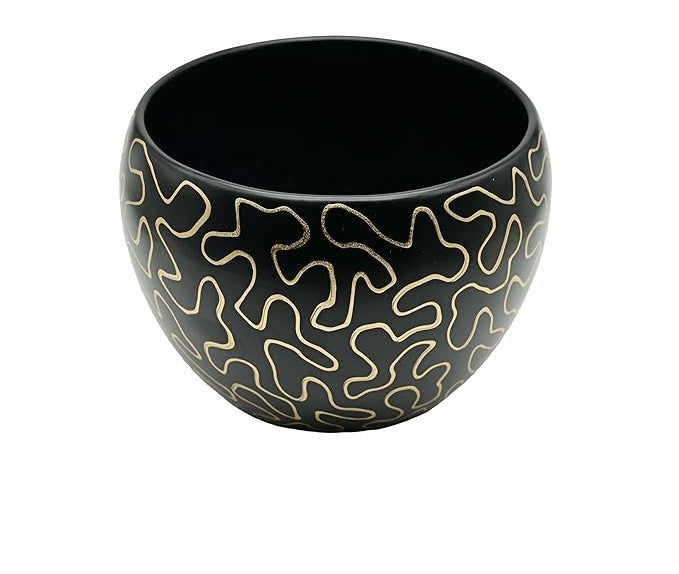 Elegant Black & Gold Decorative Planter with Metal Stand