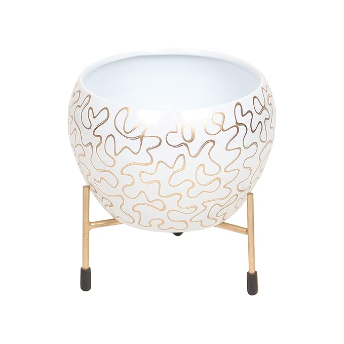 Elegant Black & Gold Decorative Planter with Metal Stand