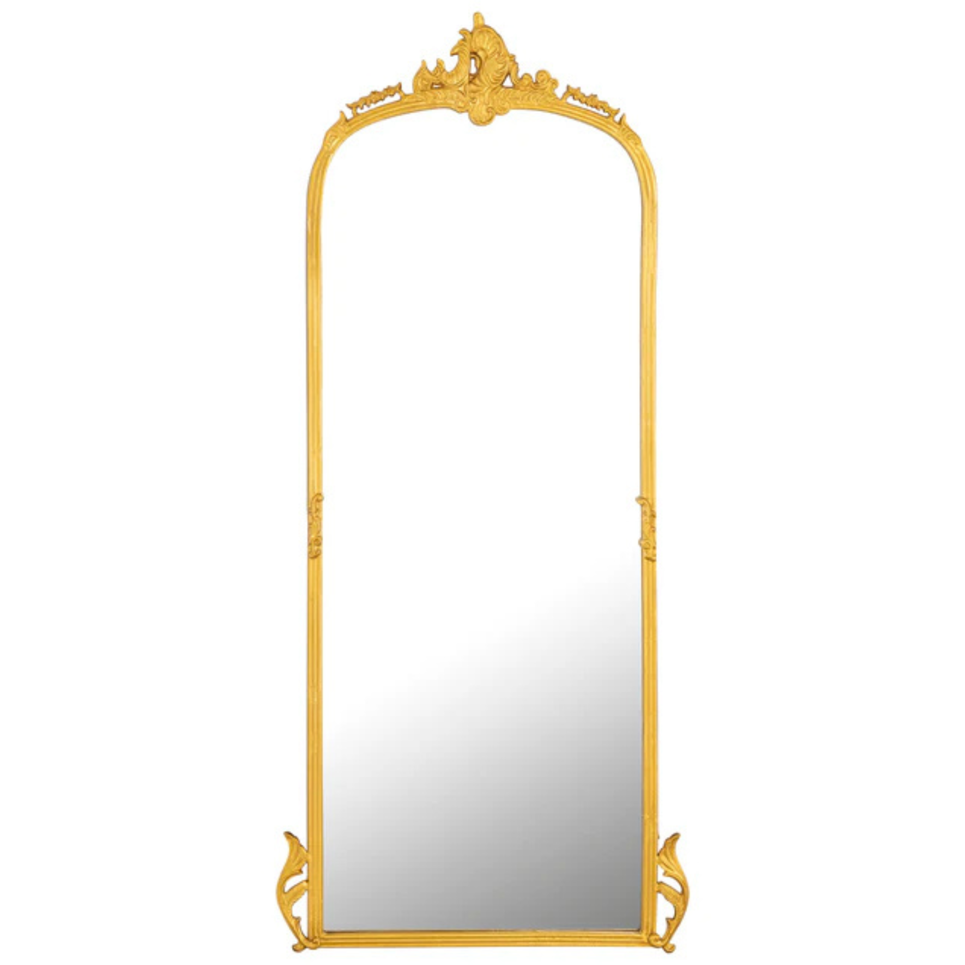 Elegant Victorian Arched Full-Length Wall Mirror with Ornate Detailing