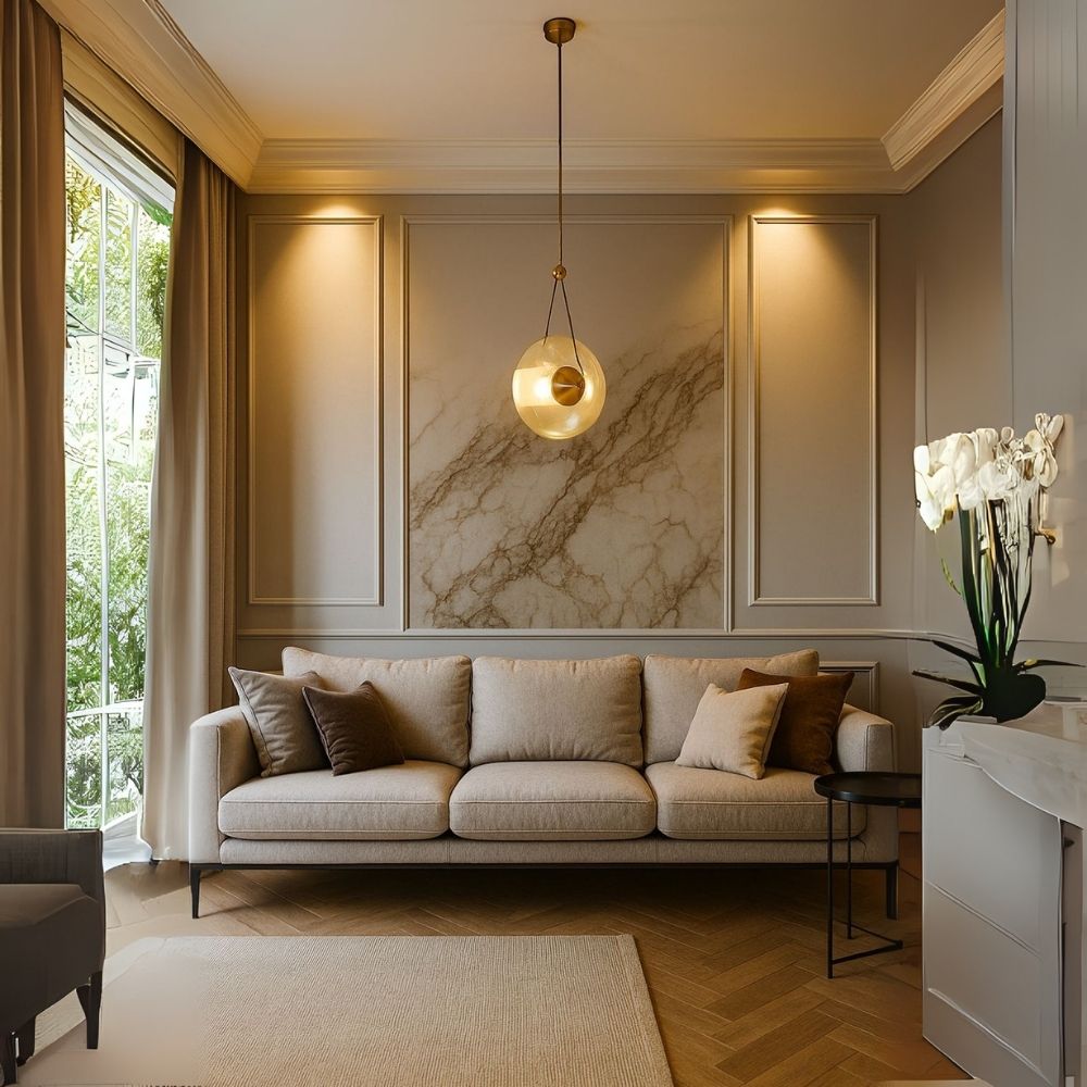 Modern Pearl Black Pendant Light With Smoke Grey and Amber Glass Globe