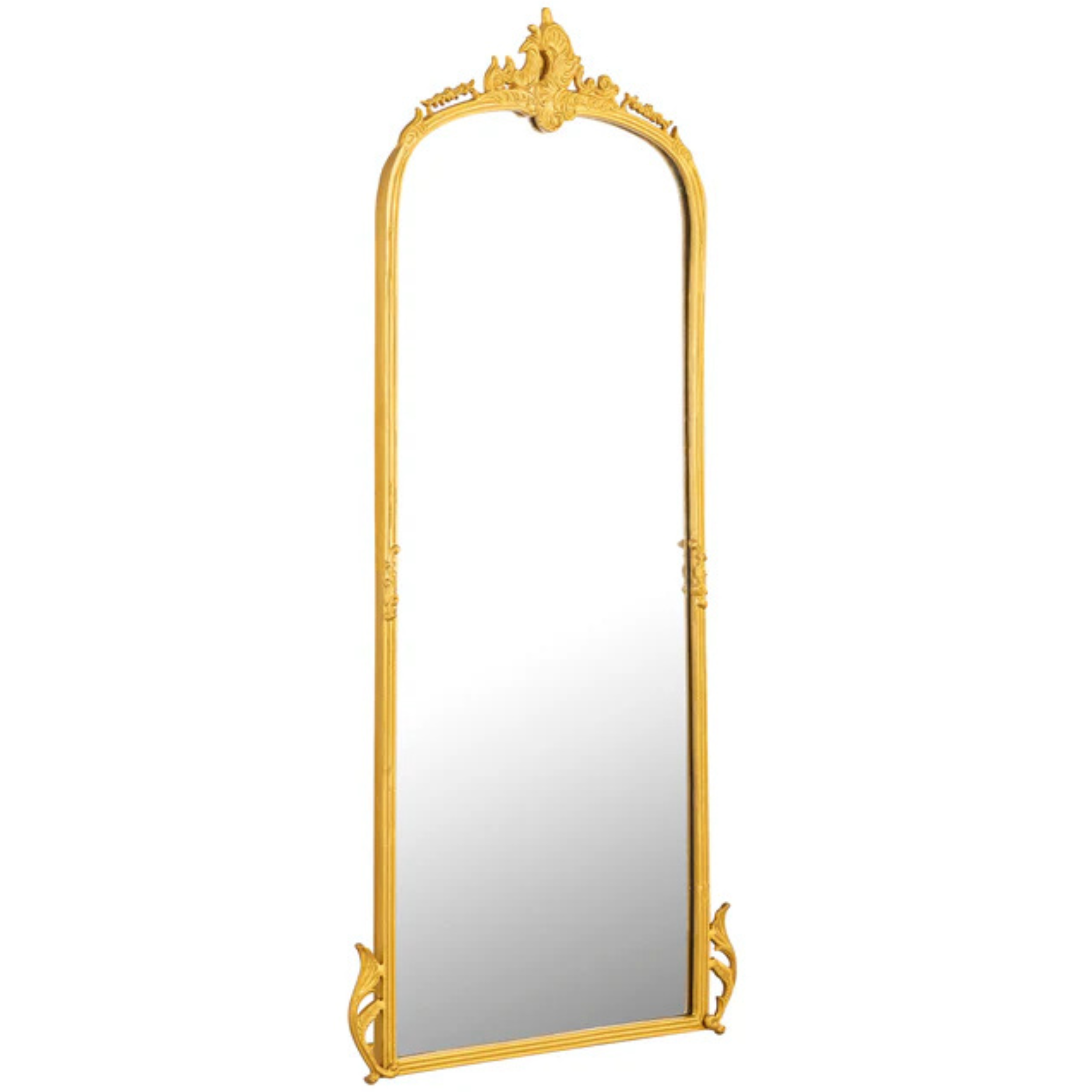 Elegant Victorian Arched Full-Length Wall Mirror with Ornate Detailing