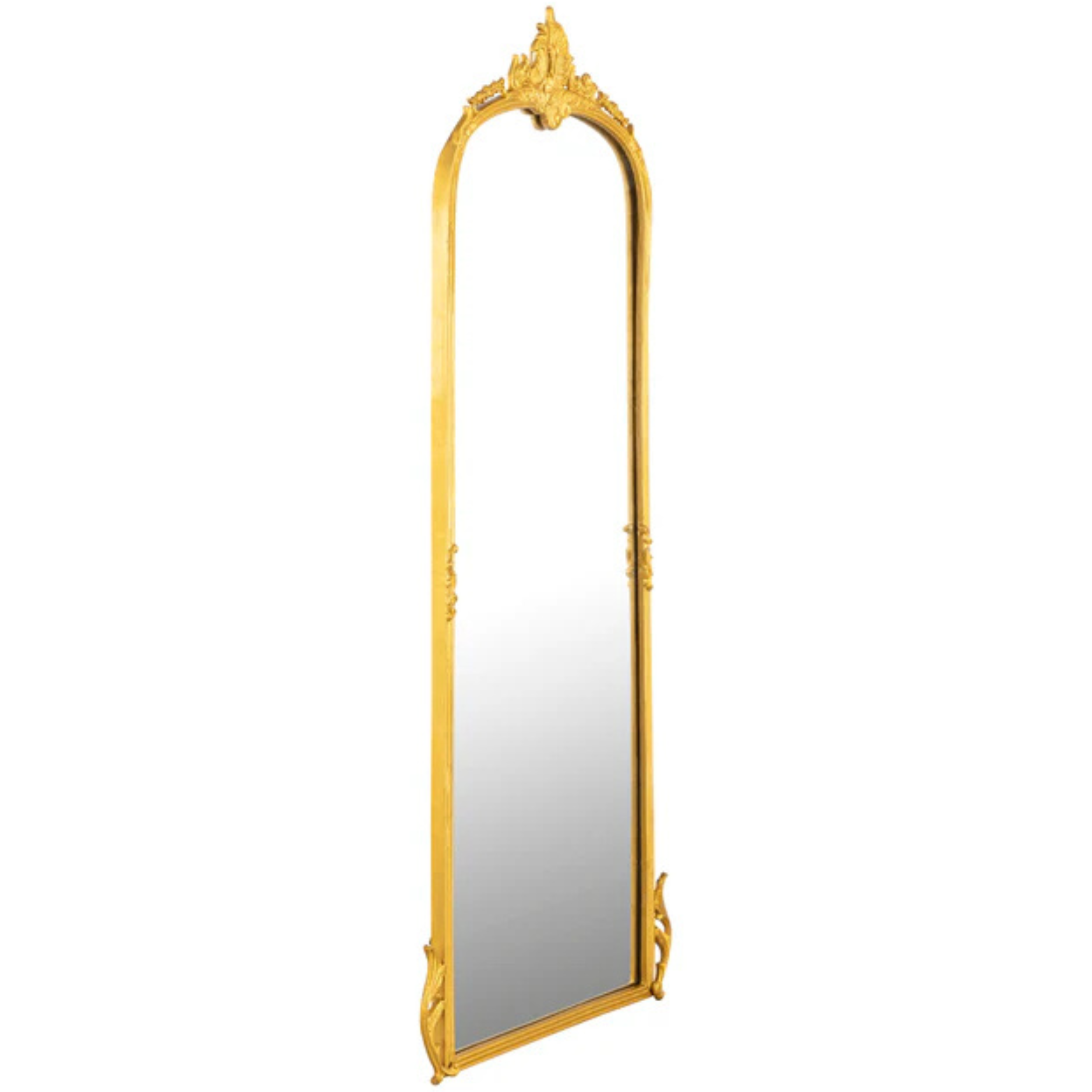 Elegant Victorian Arched Full-Length Wall Mirror with Ornate Detailing