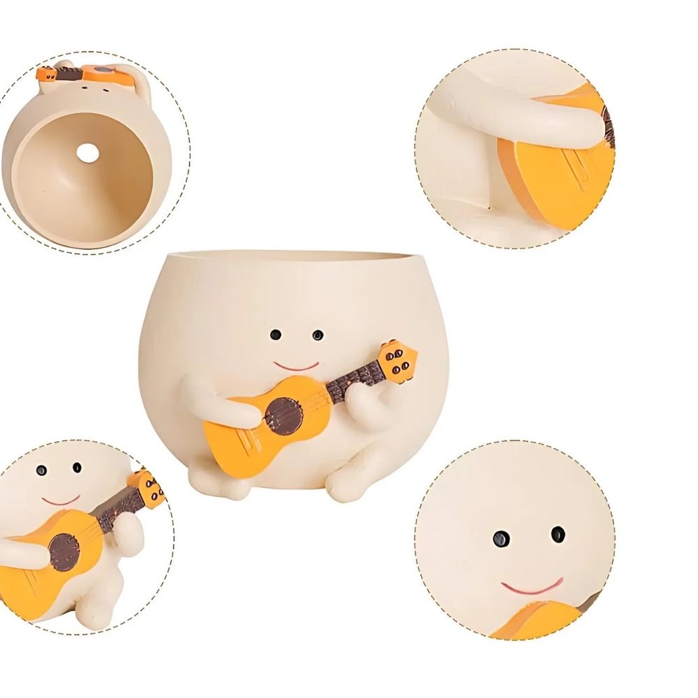 Charming Jazzy Guitar Planter For Indoor Plants and Desk Decor