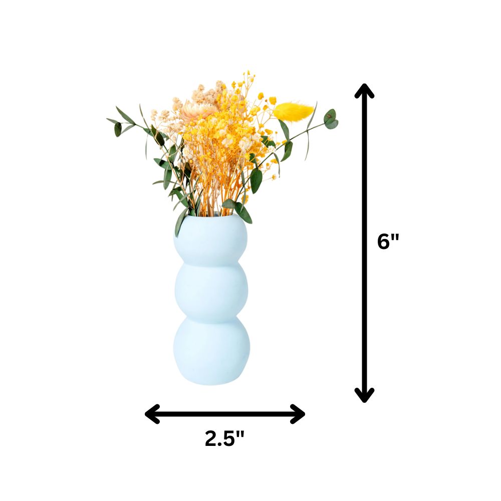 Blue Skies Ceramic Vase With Vibrant Dried Floral Combo