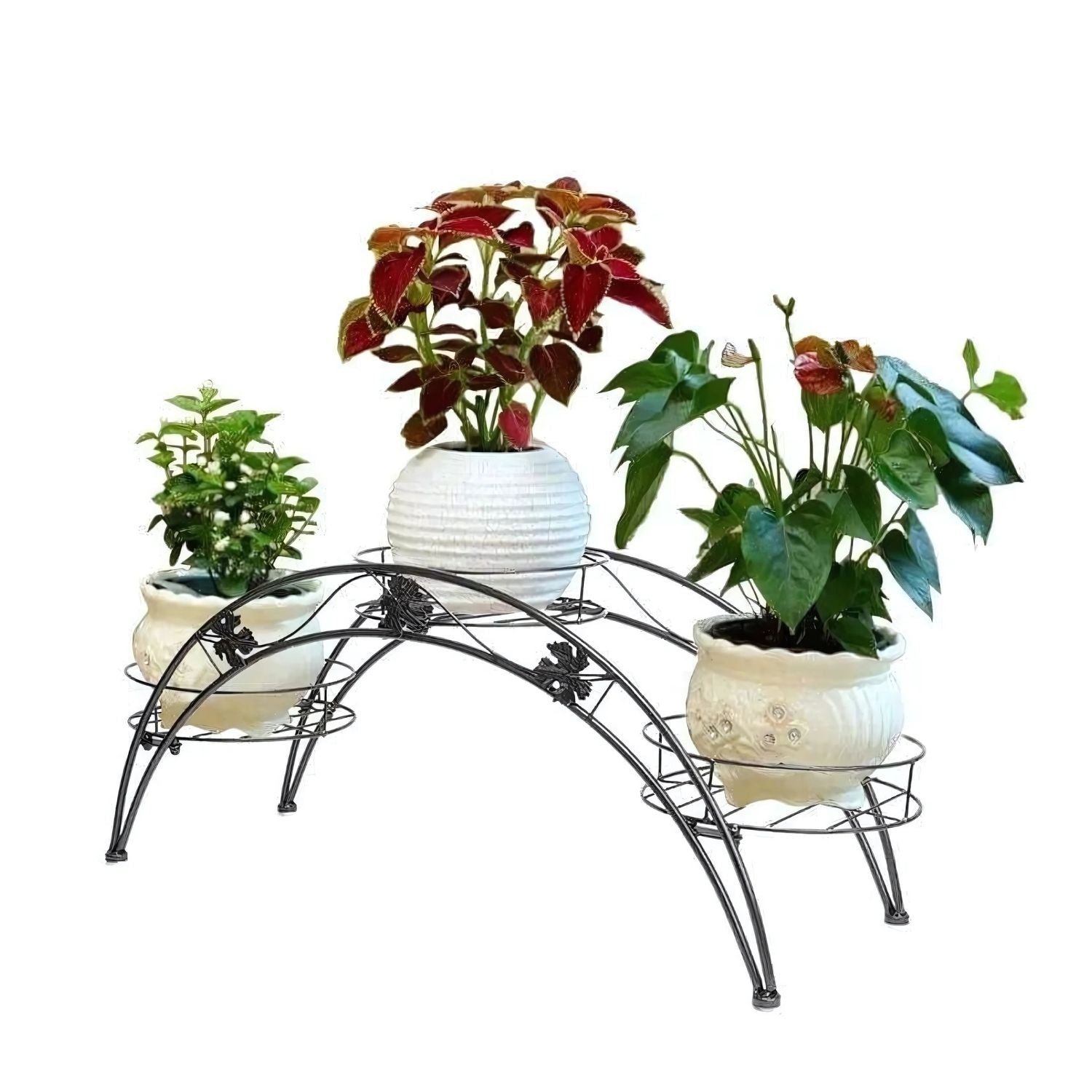 Modern Multi-Tier Metal Plant Stand For Indoor & Outdoor Decor - 3 Pot Holder