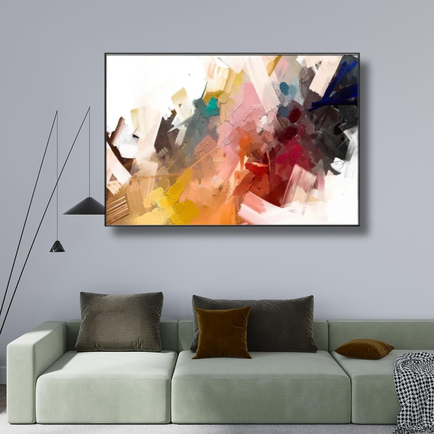 Vibrant Abstract Color Splash Framed Canvas Wall Art