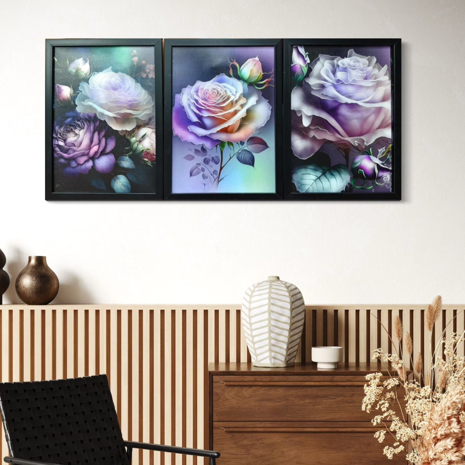 Elegant Purple Rose Canvas Wall Art Set for Modern Interiors