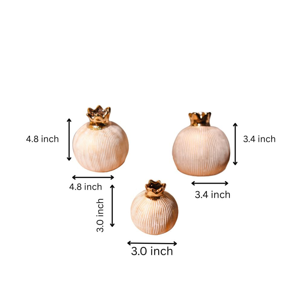 Elegant Pomegranate Jewel Vase Set With Silver & Red Golden Crown Accents