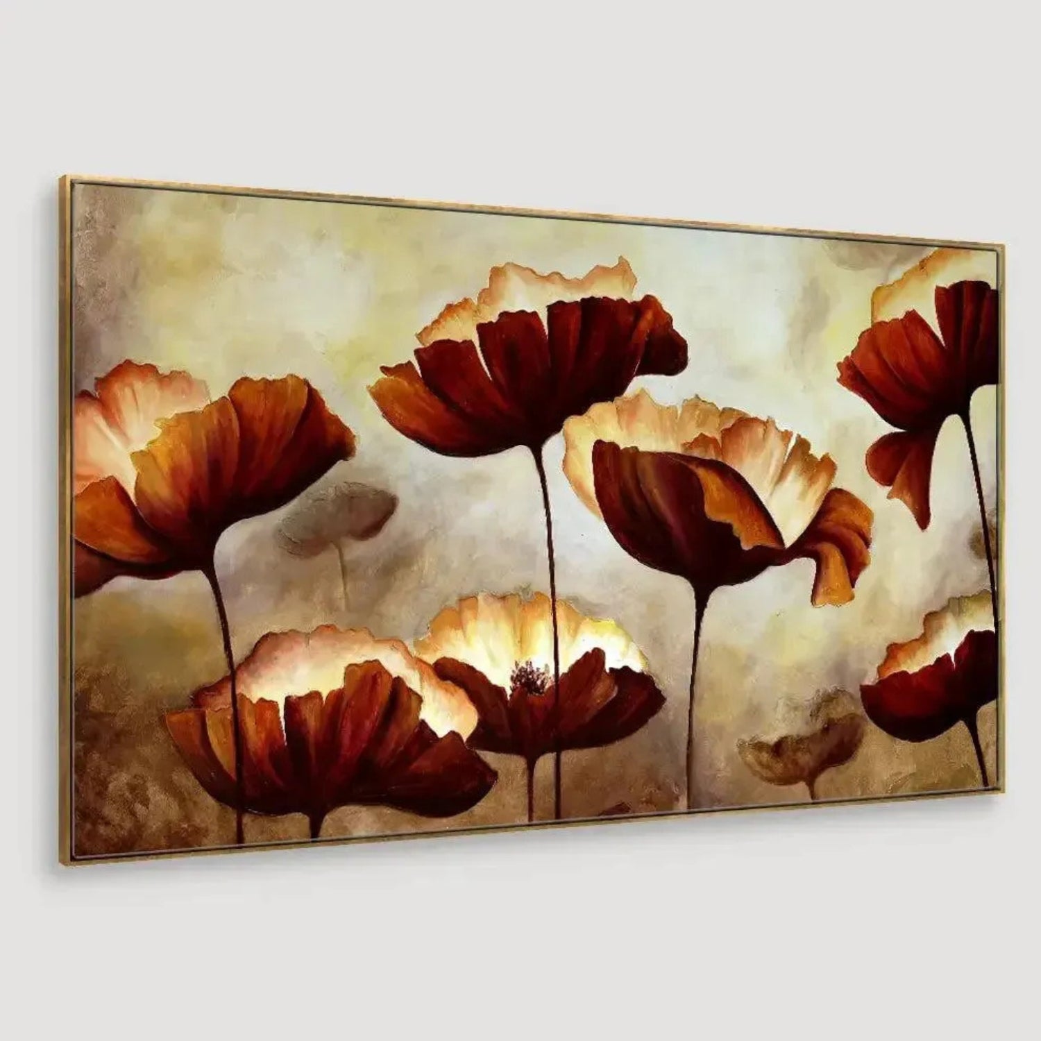 Abstract Brown Floral Canvas Printed Painting For Home Decor