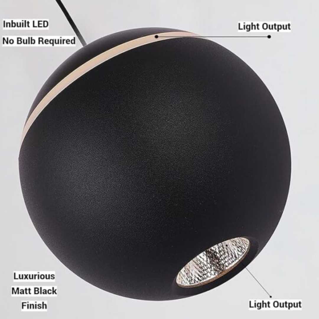 Modern Orb Pendant Light – Sleek Bedside LED Lamp - 2 Piece