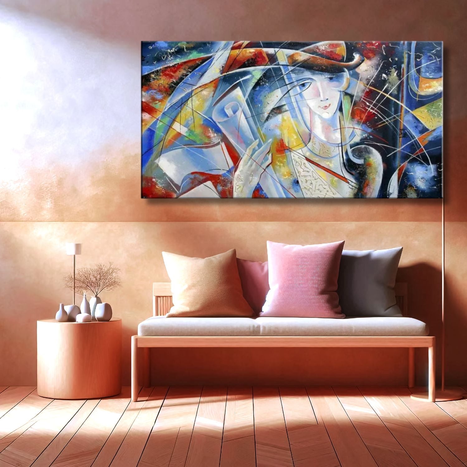 Elegant Abstract Woman Face Panoramic Canvas Wall Art