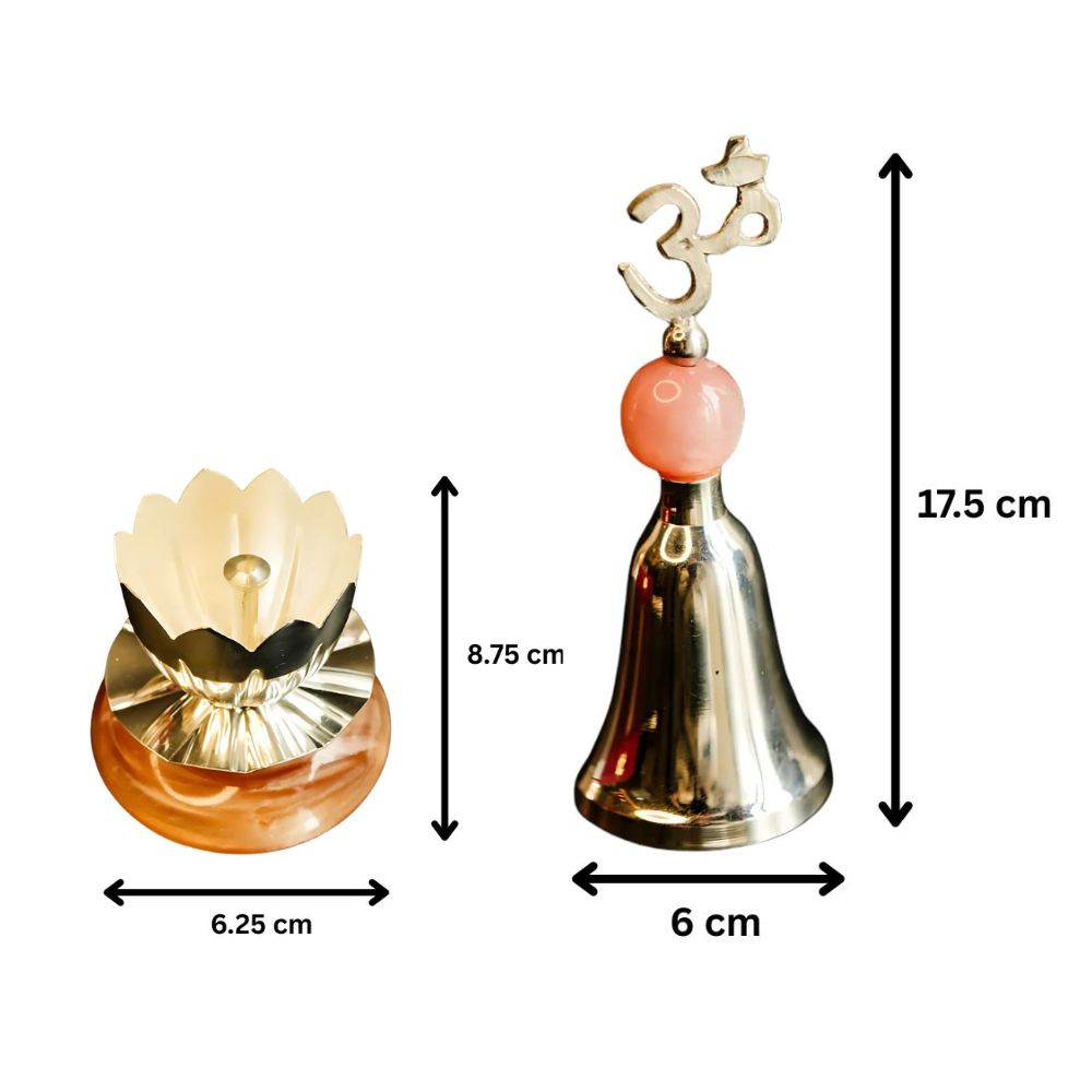 Divine Silver Plated Temple Bell & Shanti Deep Gift Set