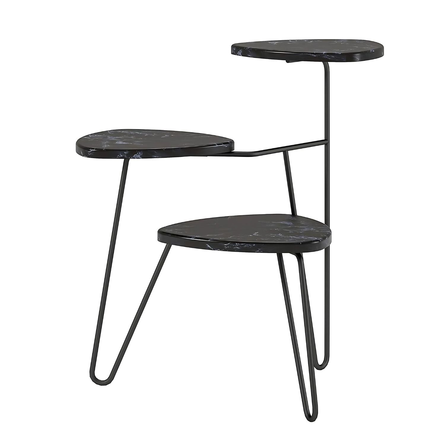 Elegant Three-Tier Black Metal Plant Stand For Indoor And Outdoor Decor