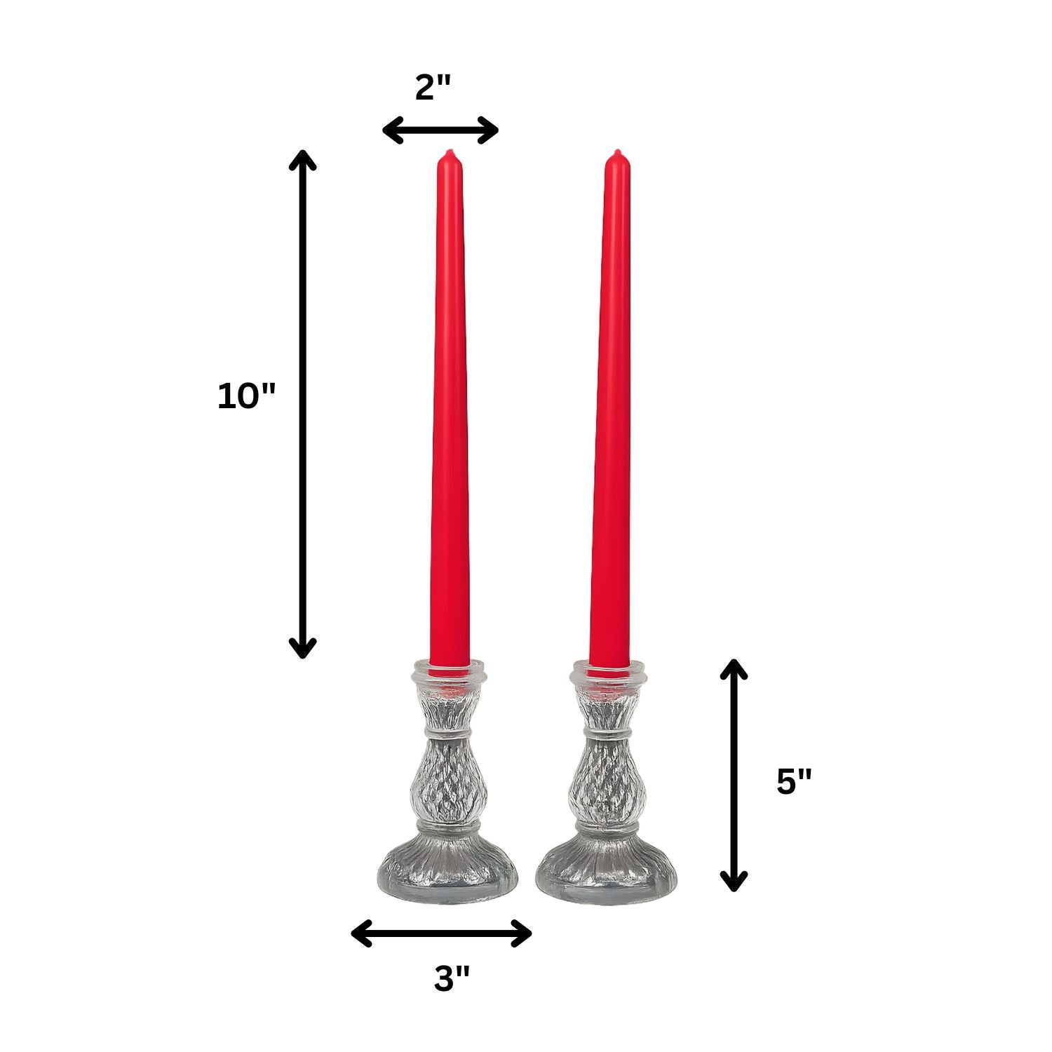 Elegant Glass Glow Taper Candle Set With Classic Holders