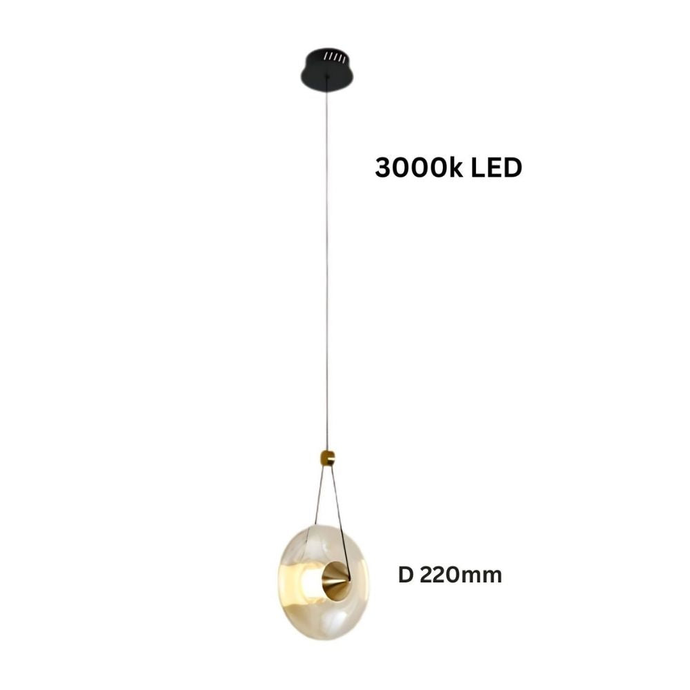 Modern Pearl Black Pendant Light With Smoke Grey and Amber Glass Globe