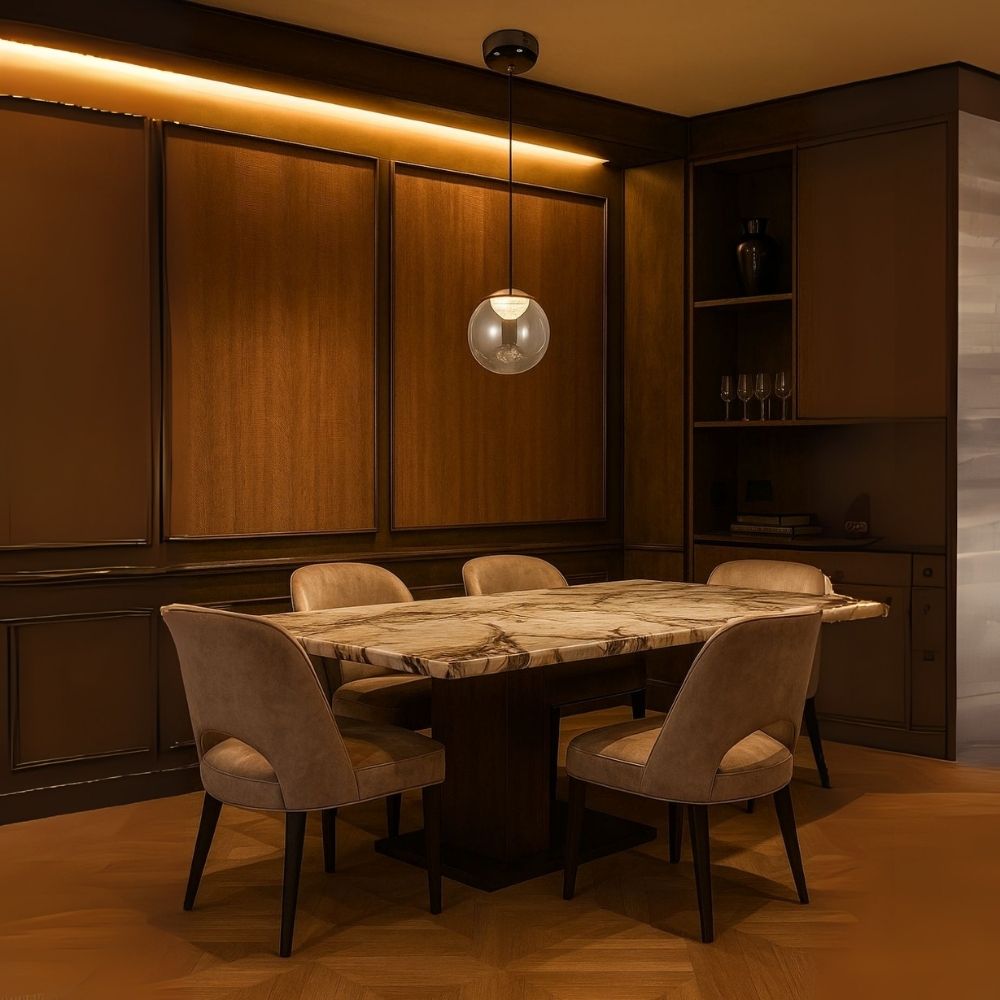 Modern Smoke Grey & Amber Glass Pendant Light - Pearl Black & French Gold LED Lamp