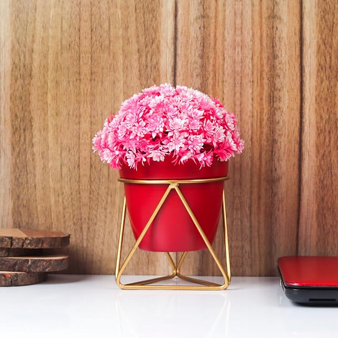 Modern Black & Gold Metal Planter – Stylish Indoor Decor