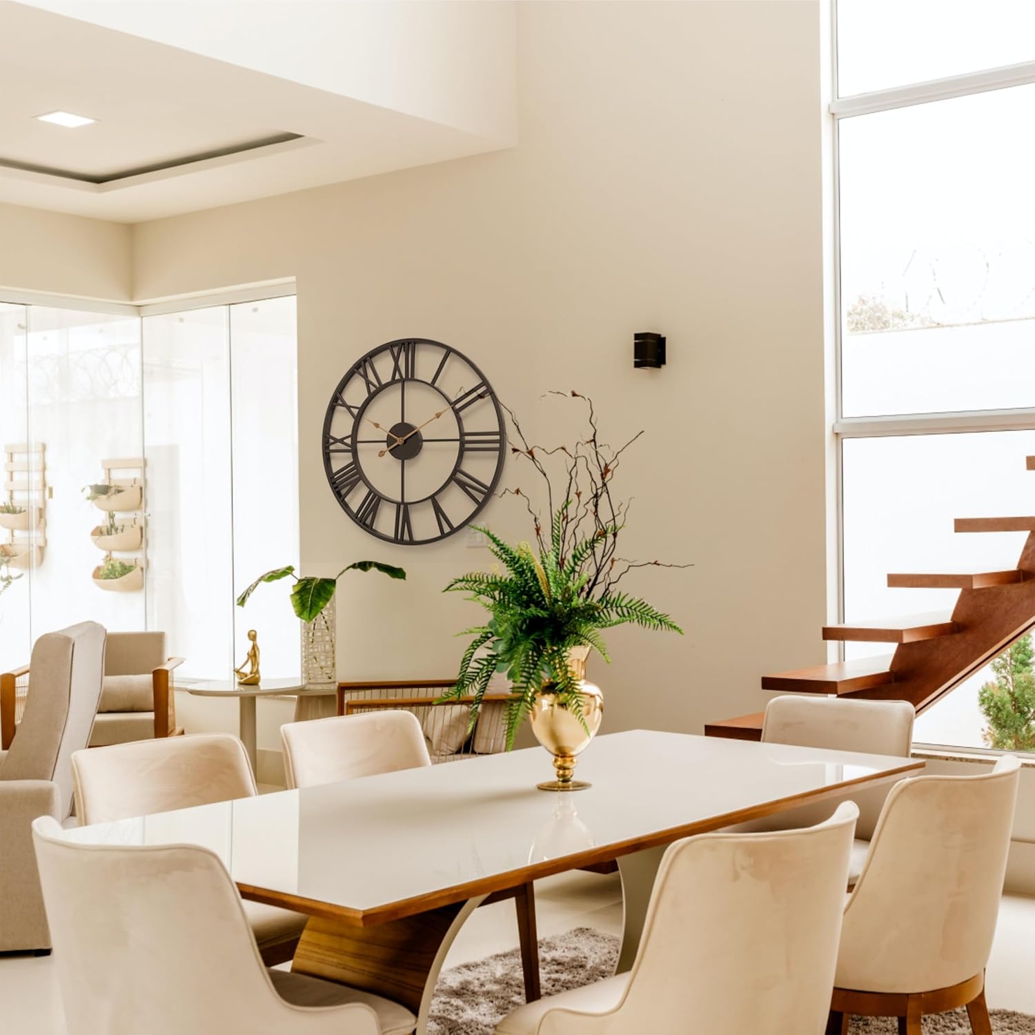 Roman Numeral Metal Wall Clock – Elegant Open-Frame Design