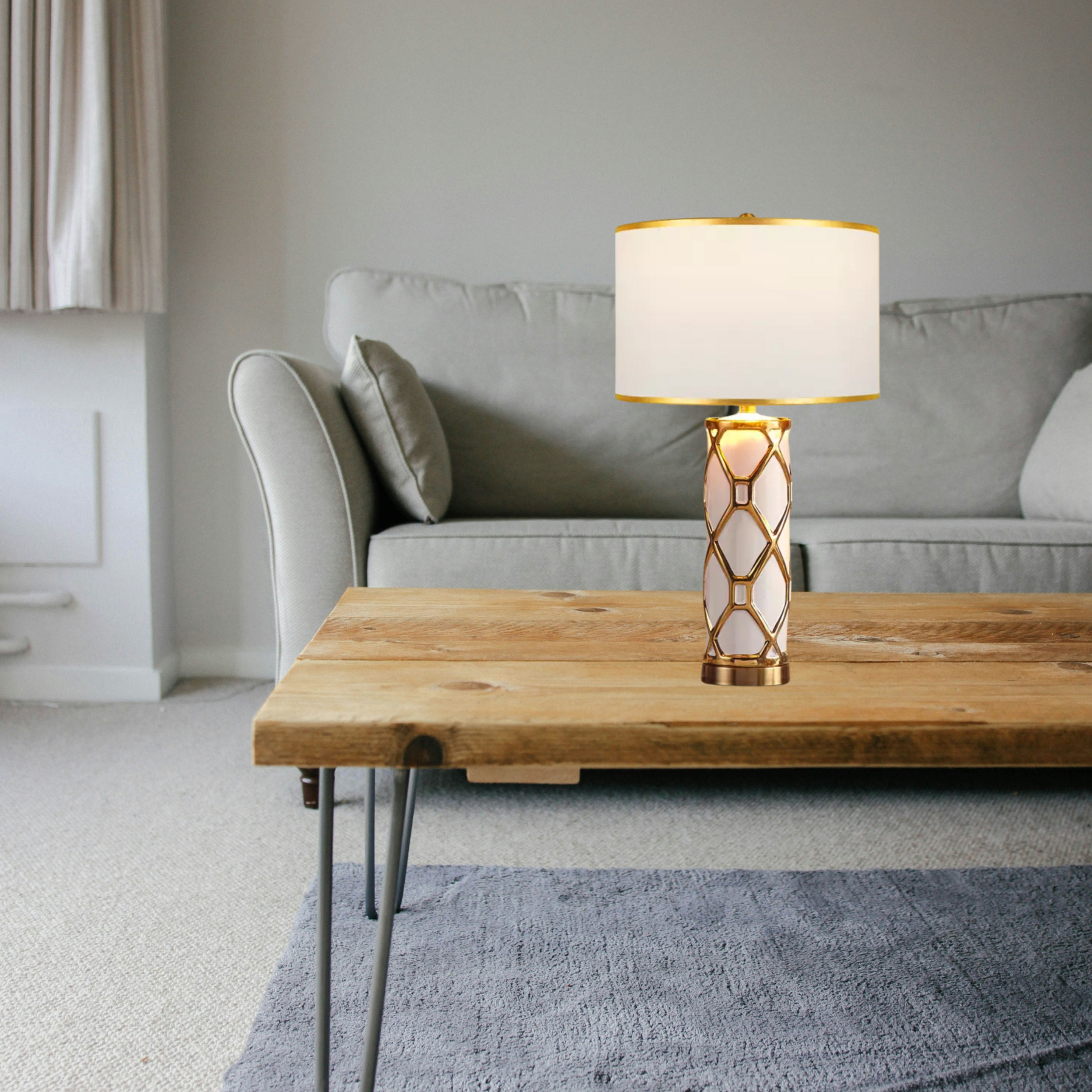 Elegant Gold Table Lamp – Modern Metal & Cloth Design | Model 8372