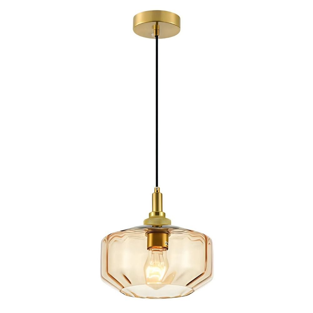 Modern Amber, Green and Coffee Glass Pendant Light With Metal Ceiling Fixture