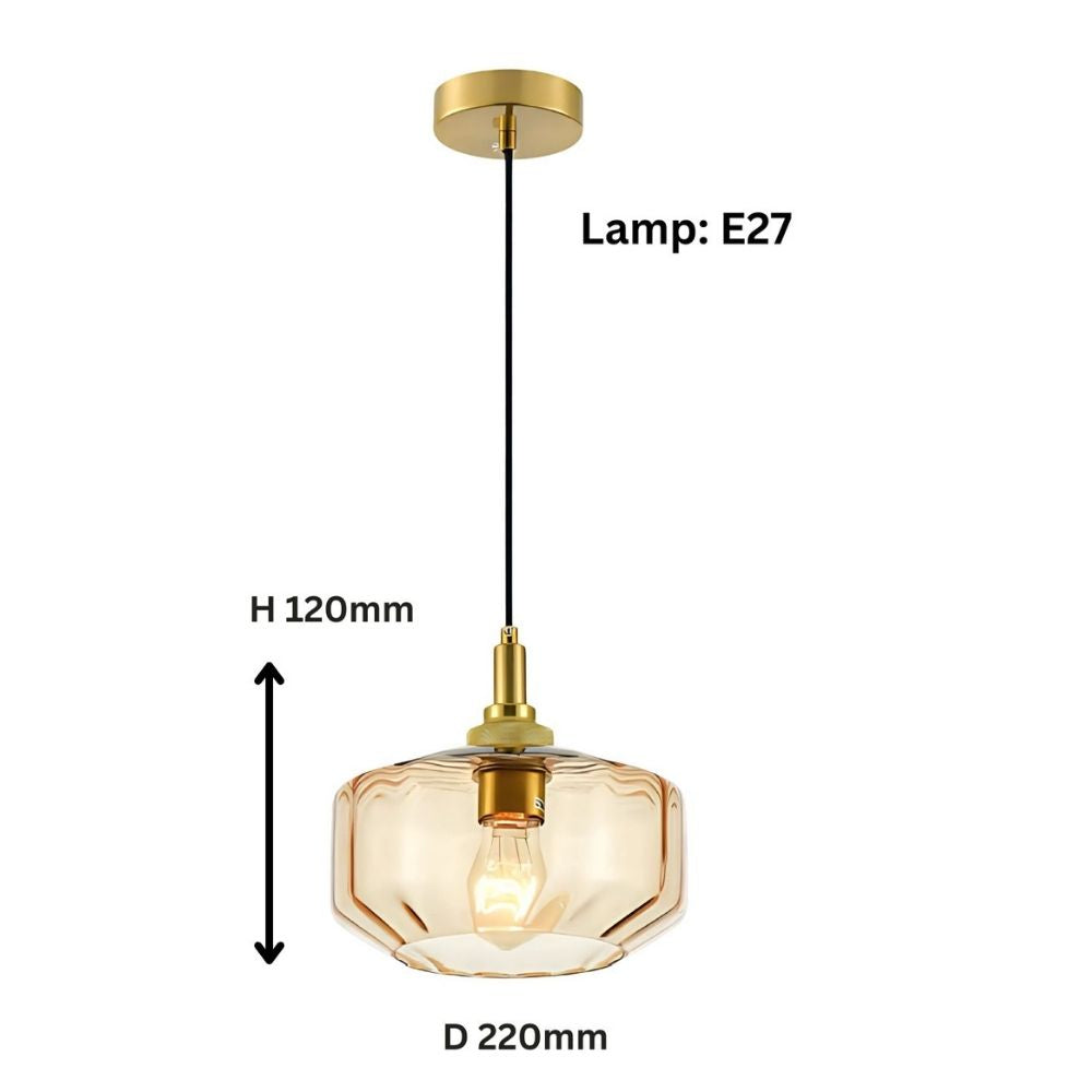 Modern Amber, Green and Coffee Glass Pendant Light With Metal Ceiling Fixture