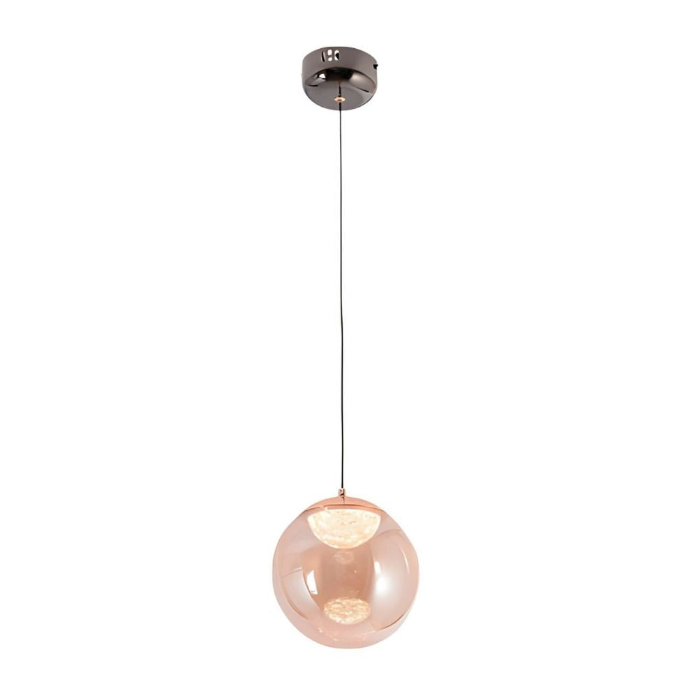 Modern Smoke Grey & Amber Glass Pendant Light - Pearl Black & French Gold LED Lamp