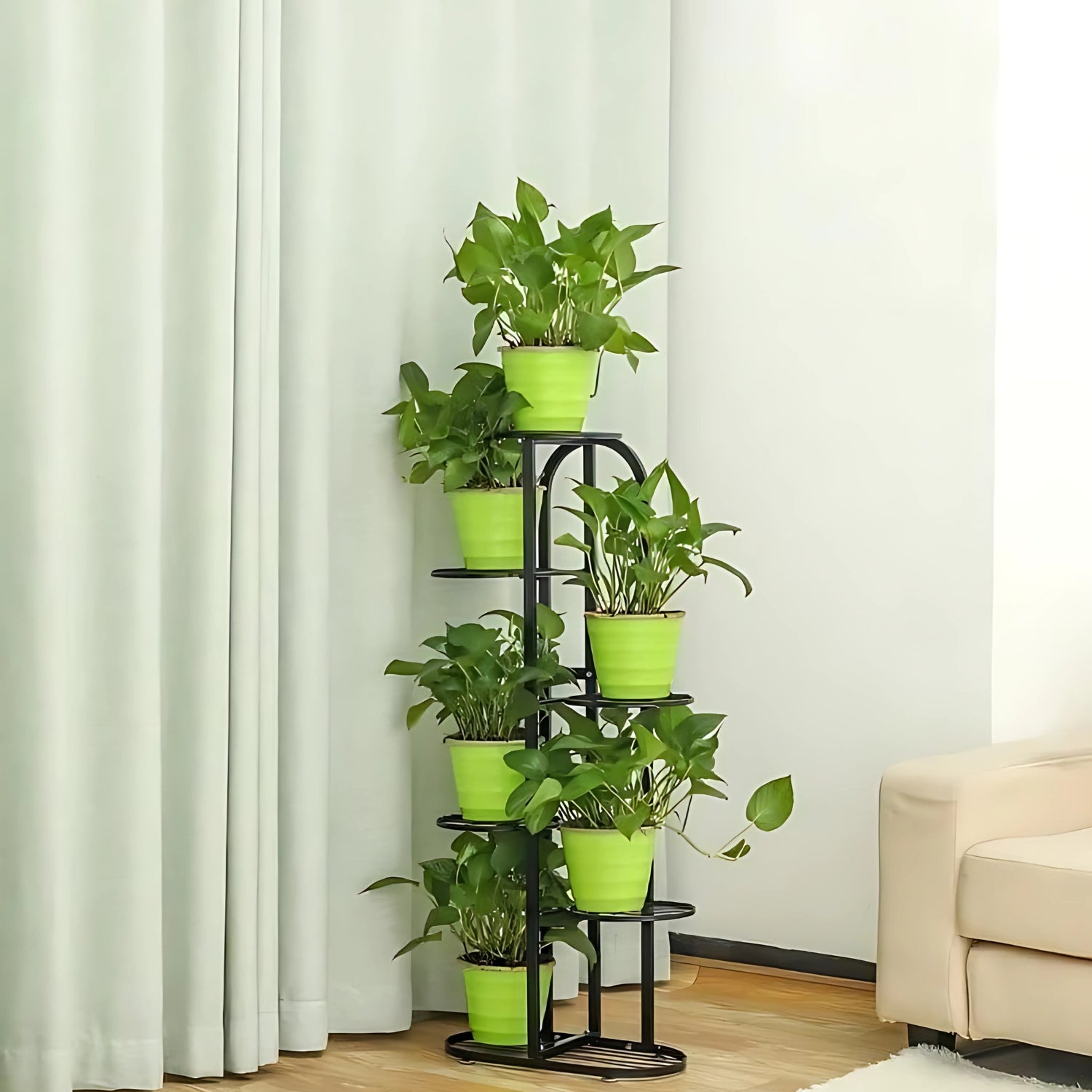 Stylish Metal 6 Tier Multi-Pot Plant Stand For Indoor Outdoor Display