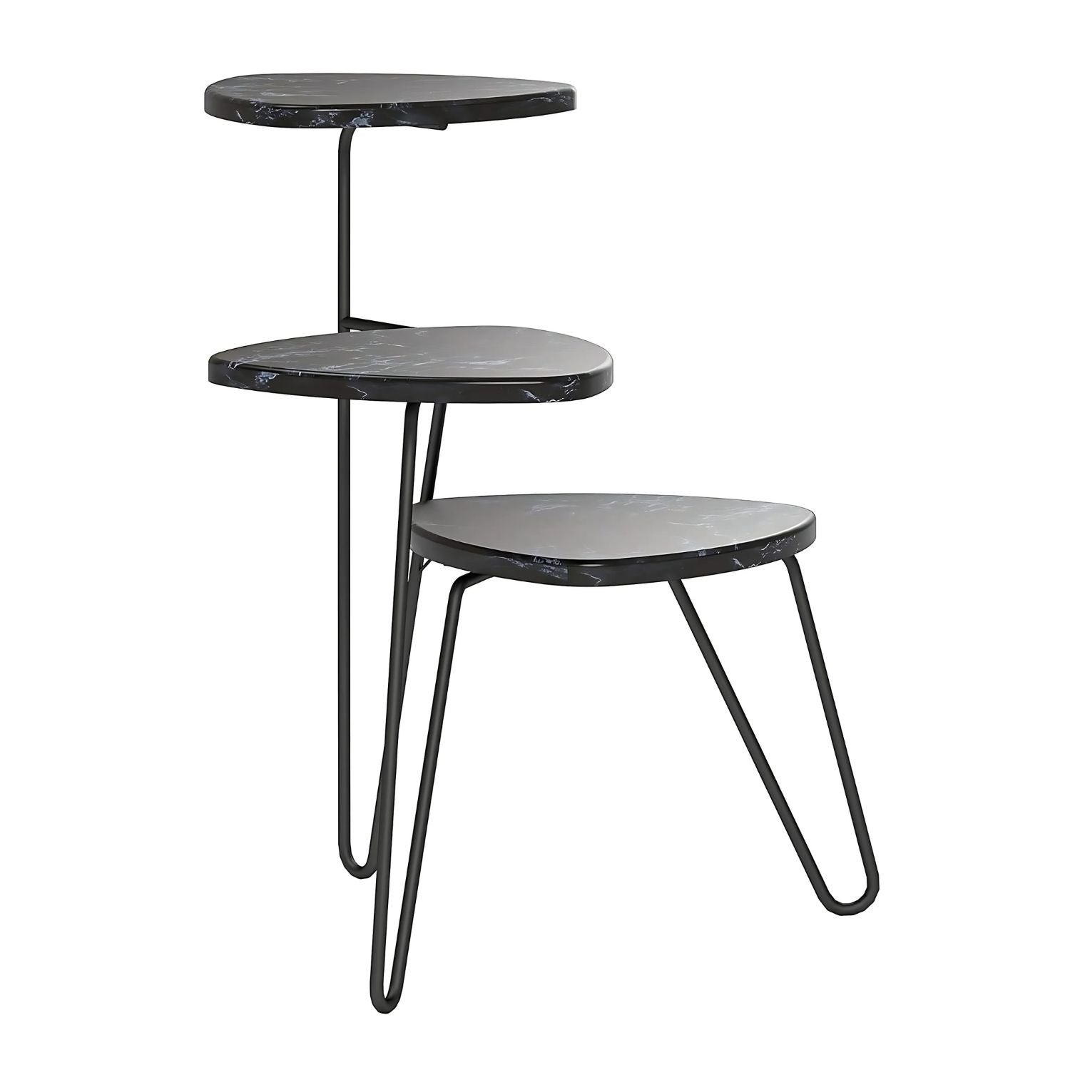 Elegant Three-Tier Black Metal Plant Stand For Indoor And Outdoor Decor