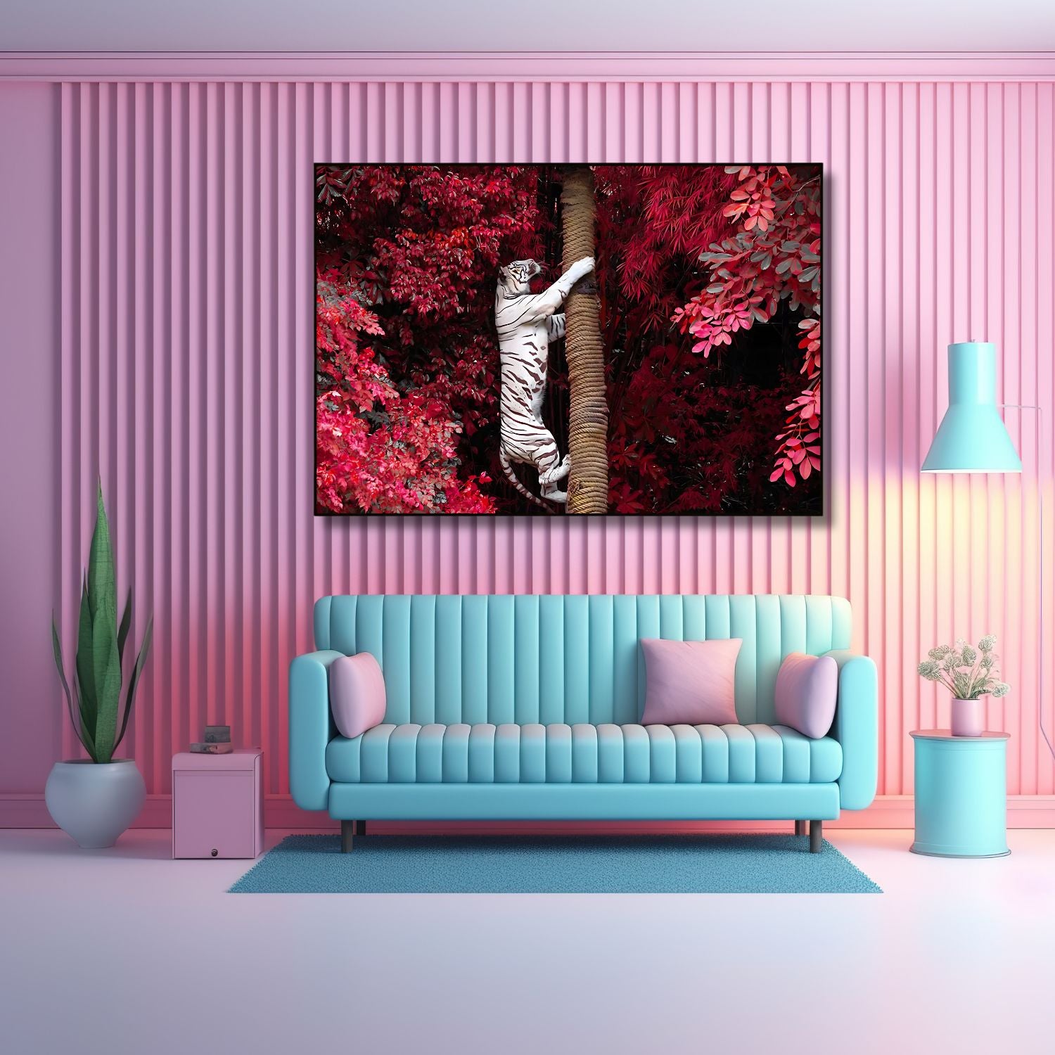 Majestic White Tiger Nature-Inspired Wildlife Painting For Home Decor