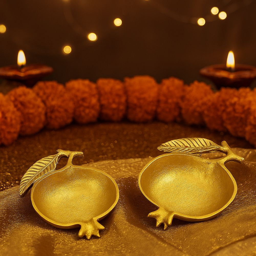 Golden Pomegranate Charm Decorative Bowls in Gift Box - Set of 2