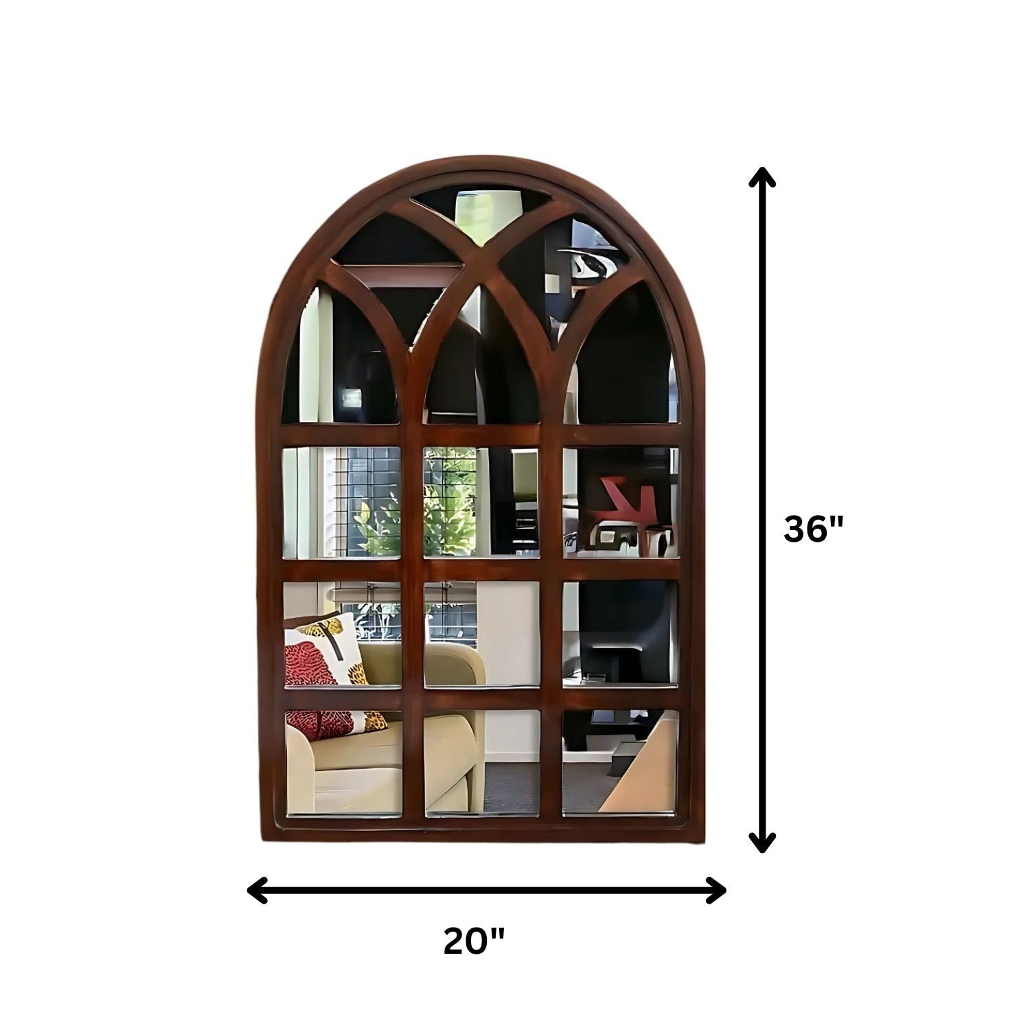 Arched Wooden Wall Mirror - Classic Decorative Accent For Home Interiors