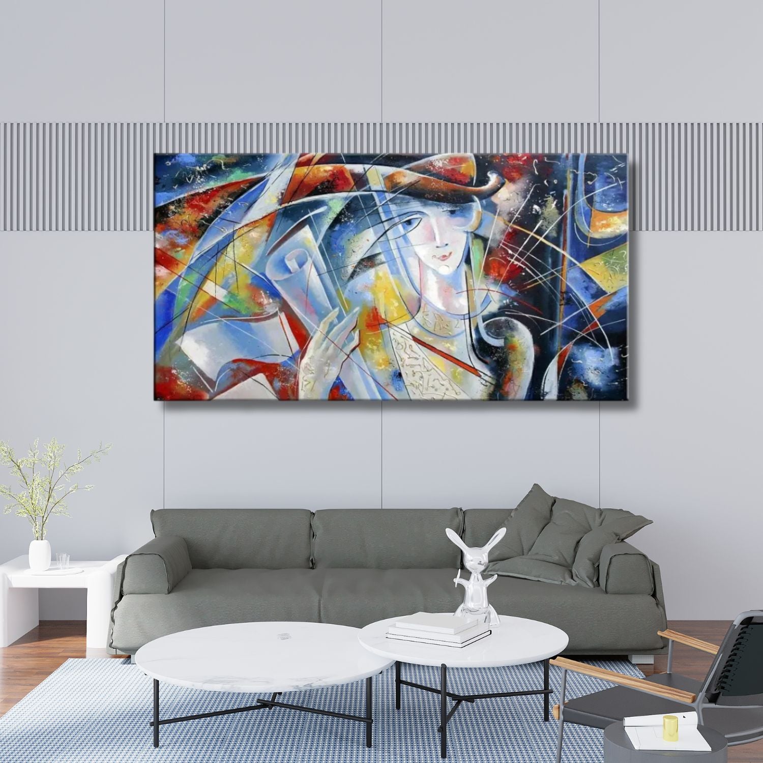 Elegant Abstract Woman Face Panoramic Canvas Wall Art