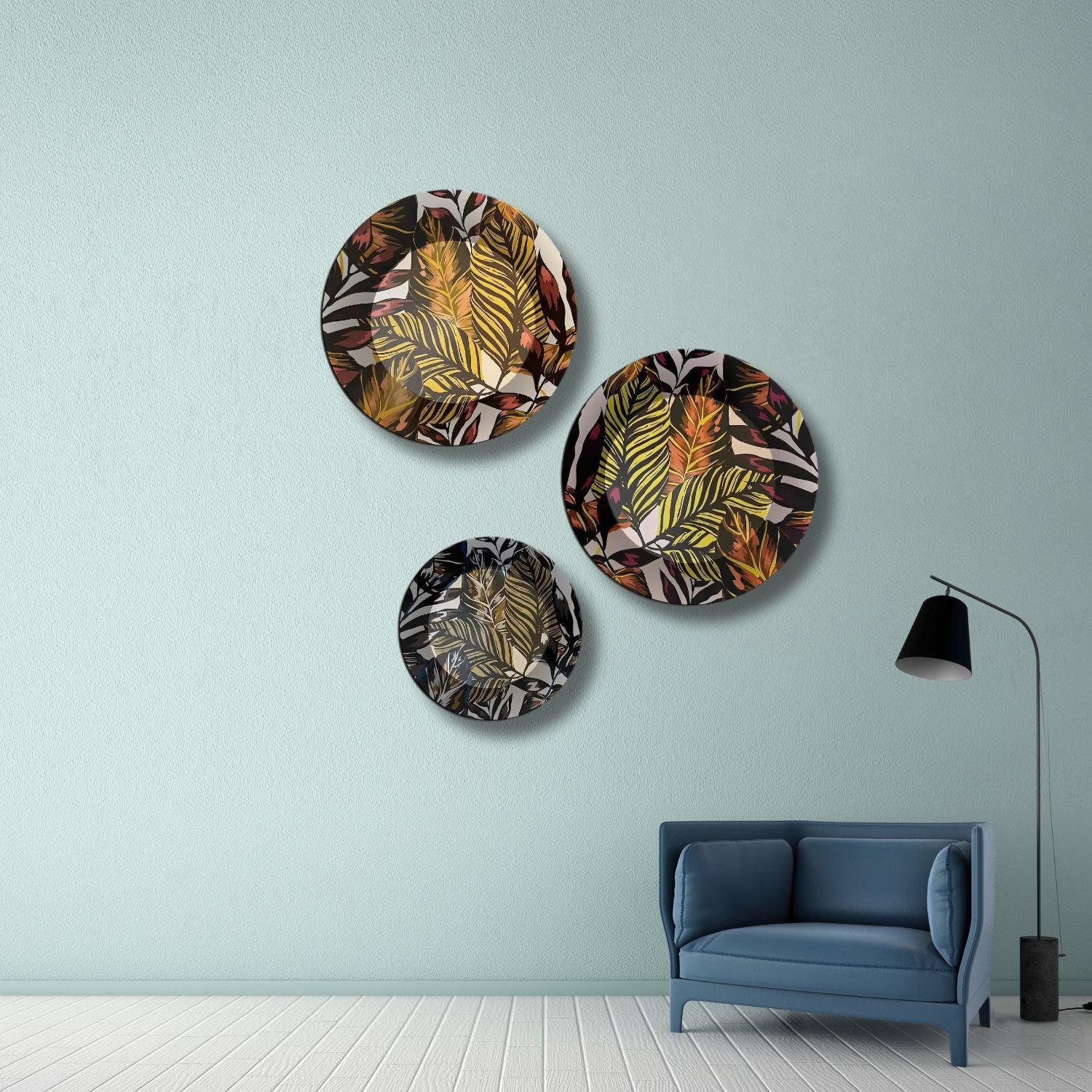 Luxury Leaf Pattern Ceramic Wall Plates For Home Decor