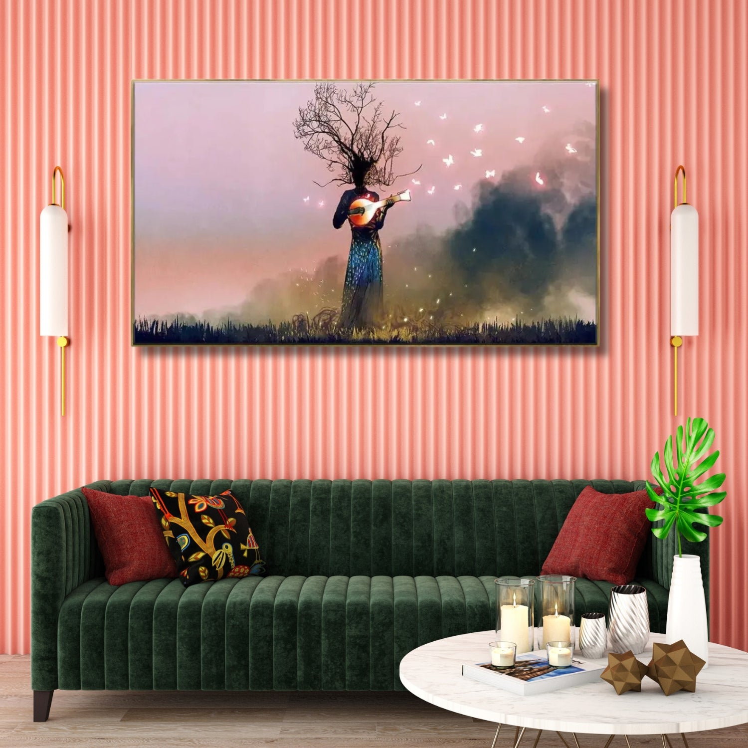 Beautiful Surreal Artwork of Tree Woman Playing Guitar