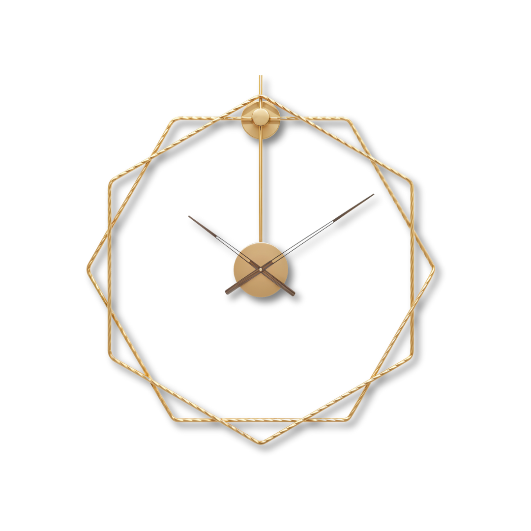 Geometric Hexagon Metal Wall Clock – Modern Luxury Design