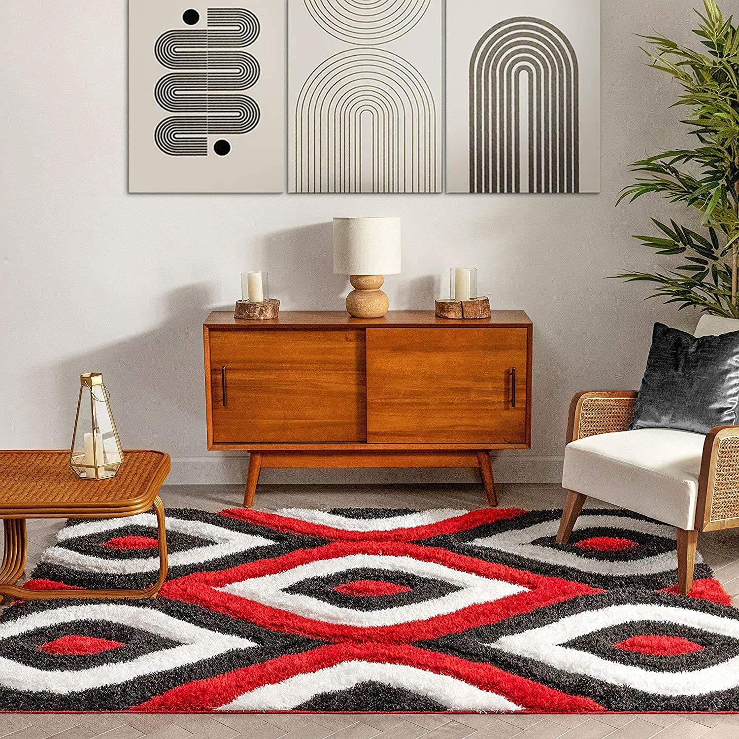 Bold Geometric Concentric Squares Rug - Nestern