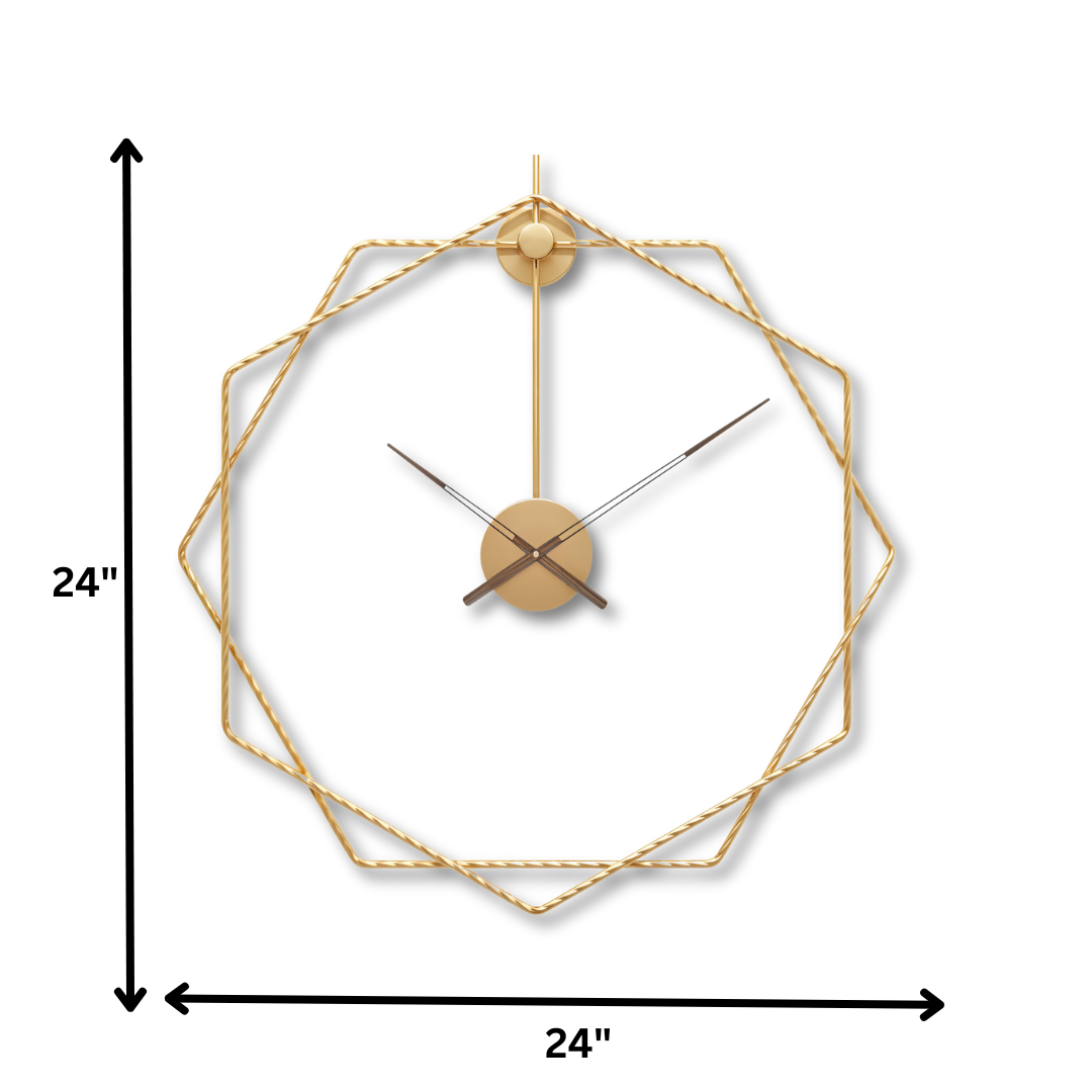 Geometric Hexagon Metal Wall Clock – Modern Luxury Design