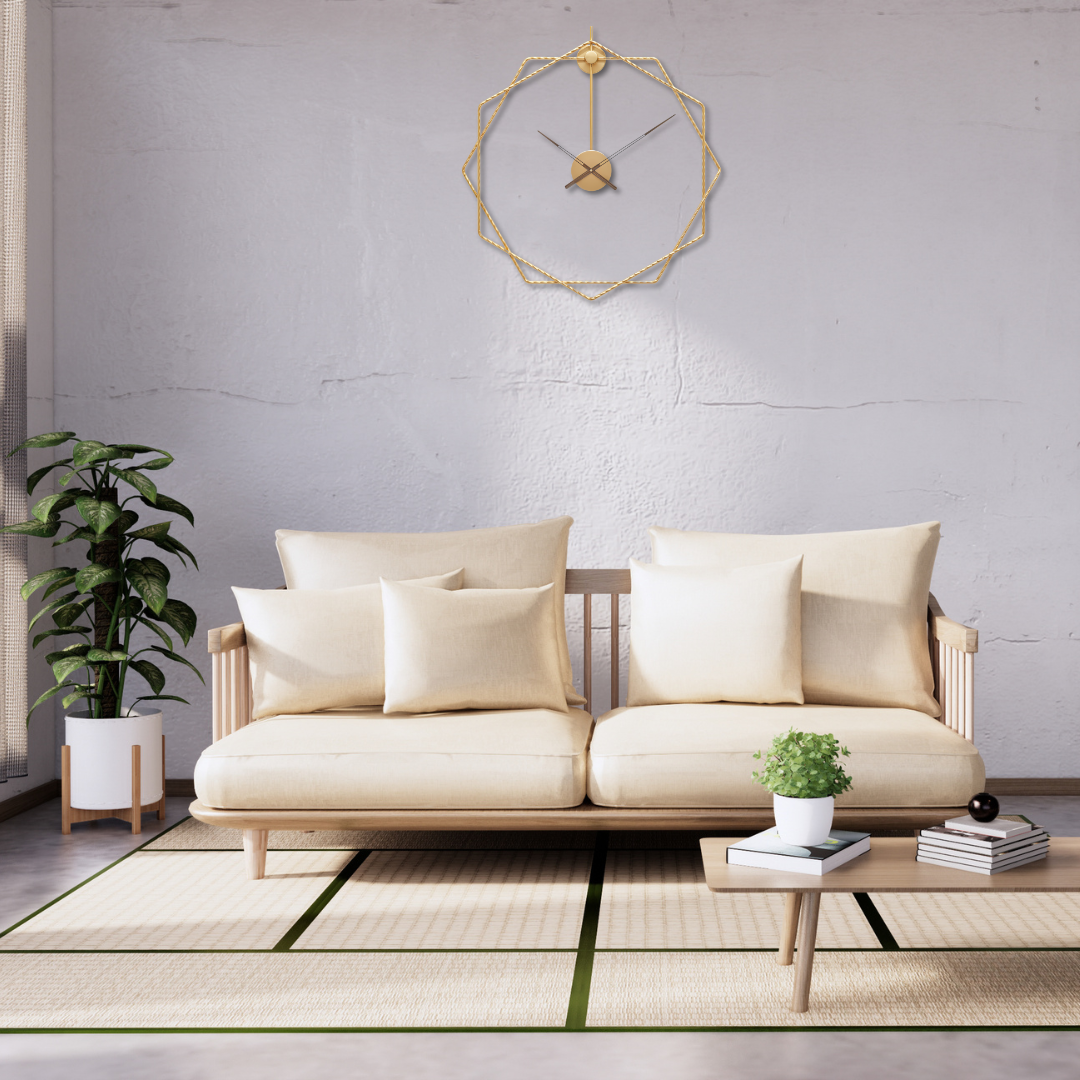 Geometric Hexagon Metal Wall Clock – Modern Luxury Design