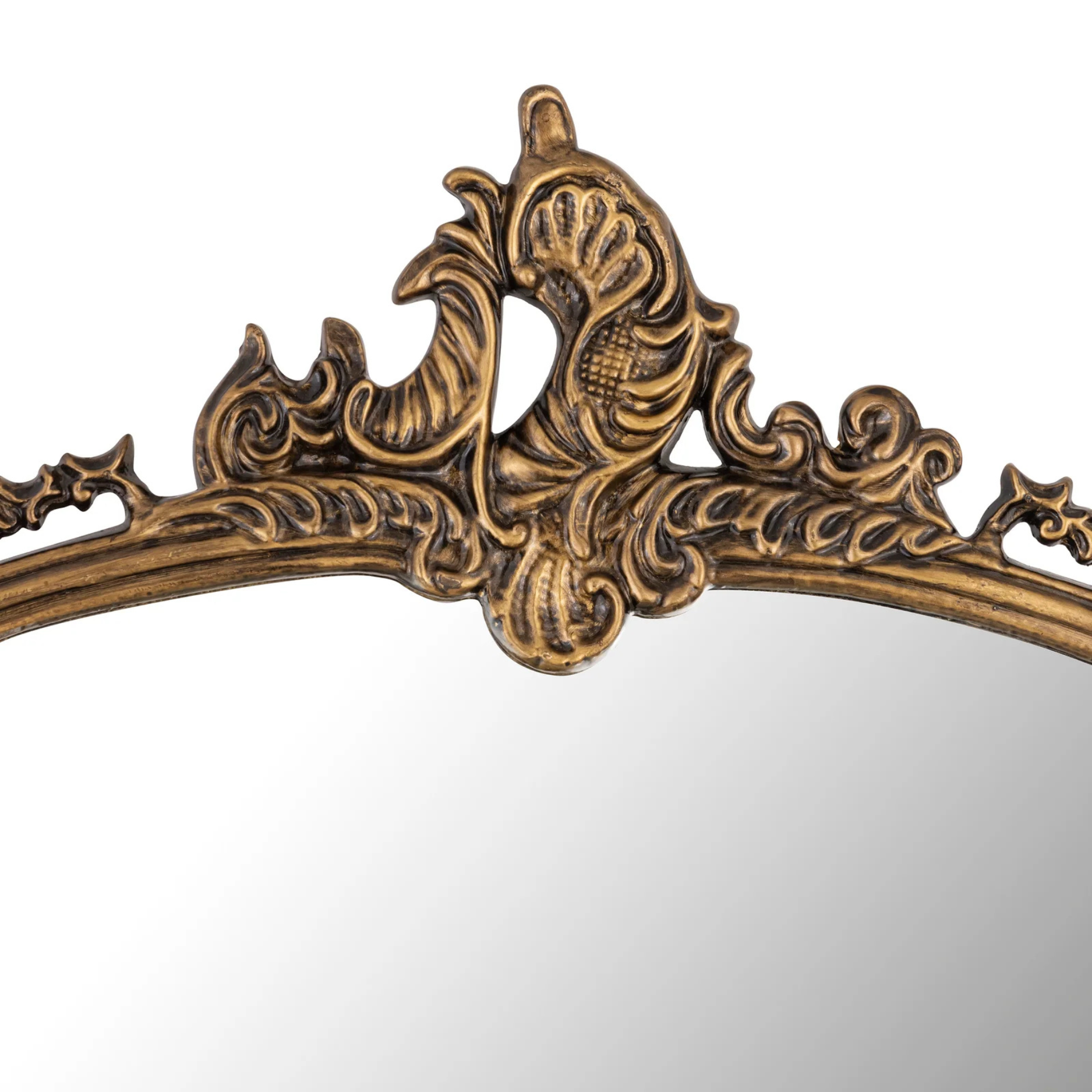 Vintage-Inspired Full-Length Standing Mirror with Ornate Arched Frame for Bedroom & Dressing Area
