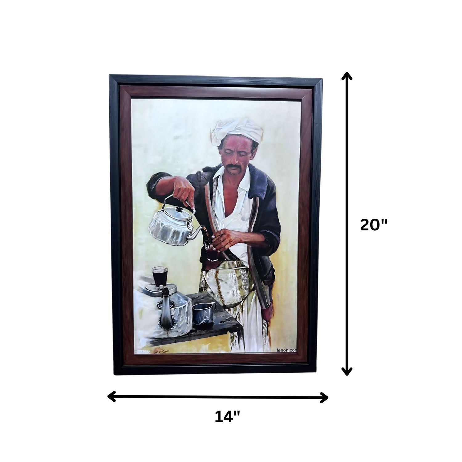 Traditional Coffee Ceremony Art - Framed Ethnic Wall Painting Of Barista Pouring