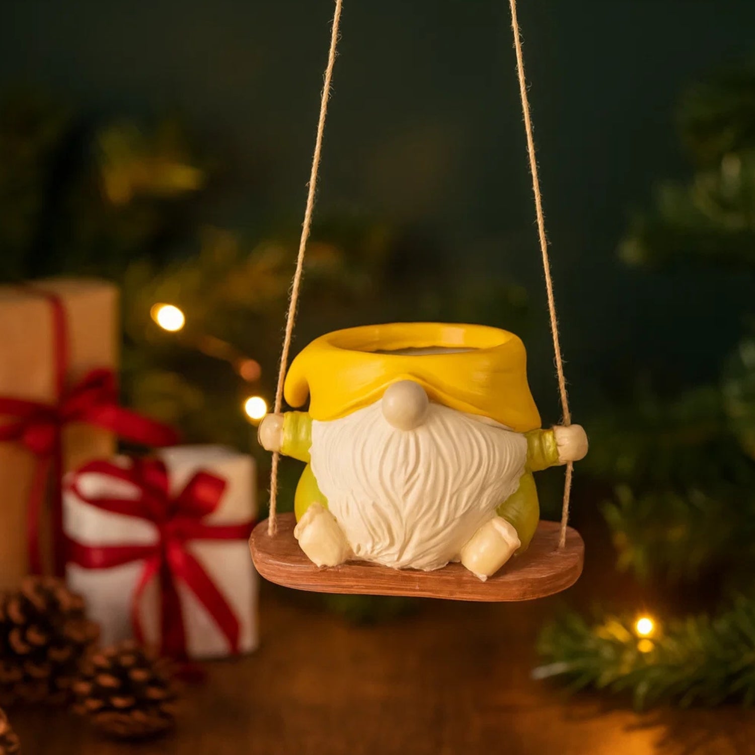 Charming Hanging Santa Pot of Joy Decorative Festive Planter