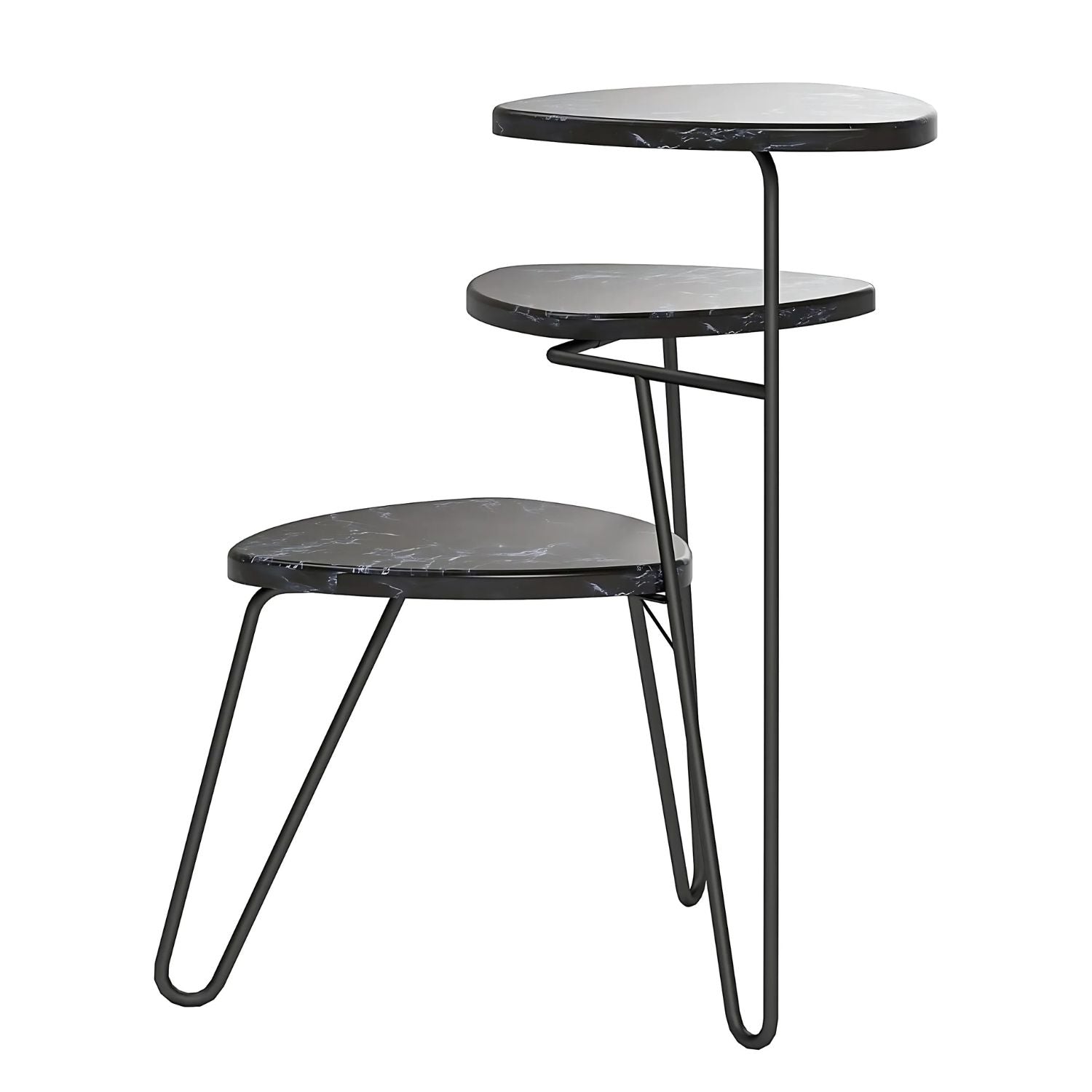Elegant Three-Tier Black Metal Plant Stand For Indoor And Outdoor Decor