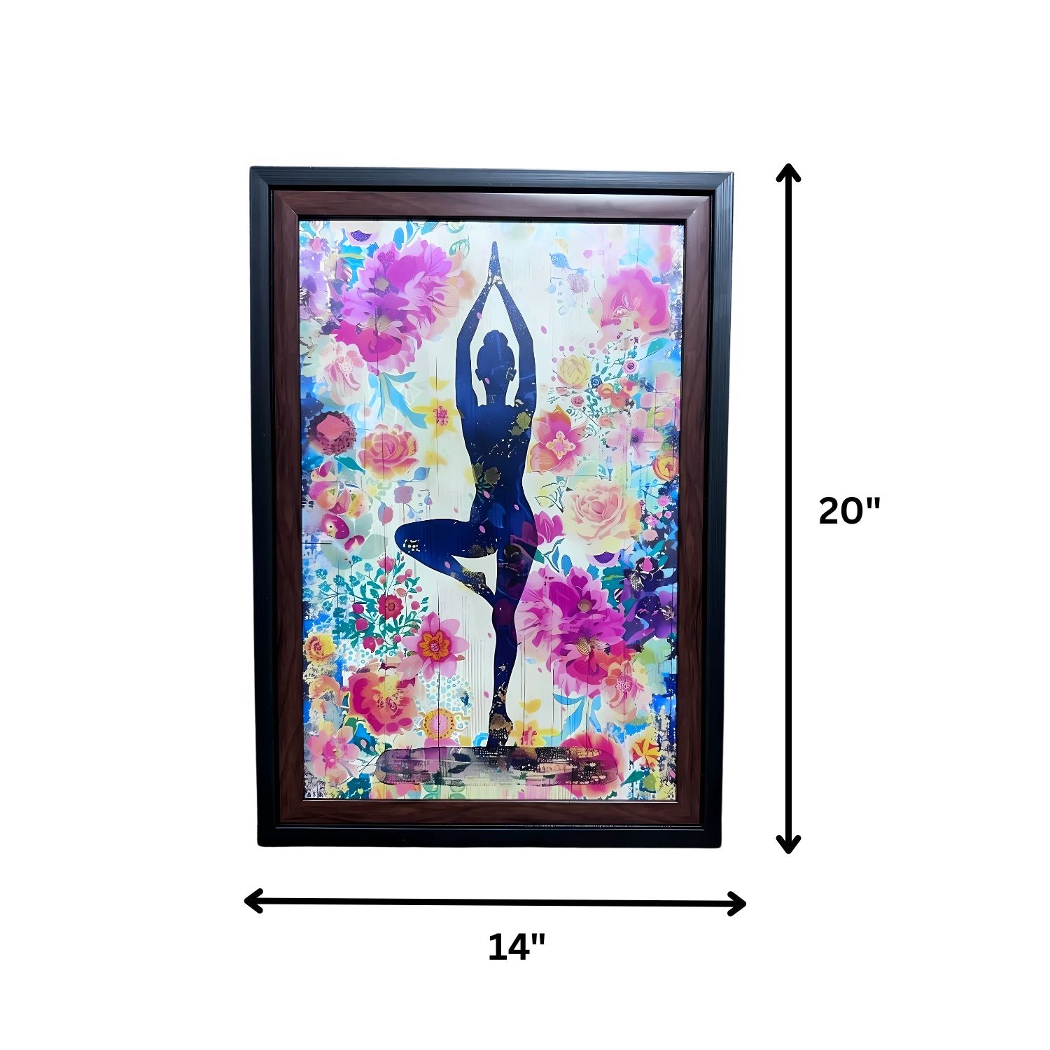 Elegant Floral Yoga Girl Painting With Frame - Spiritual Wall Art For Home