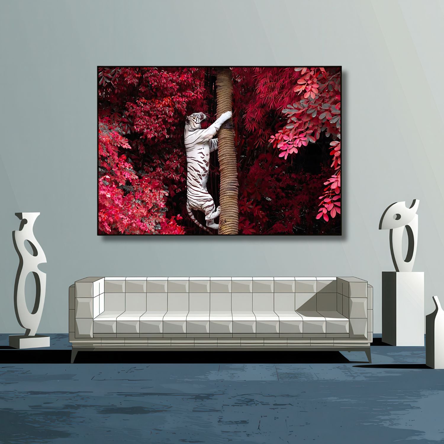 Majestic White Tiger Nature-Inspired Wildlife Painting For Home Decor