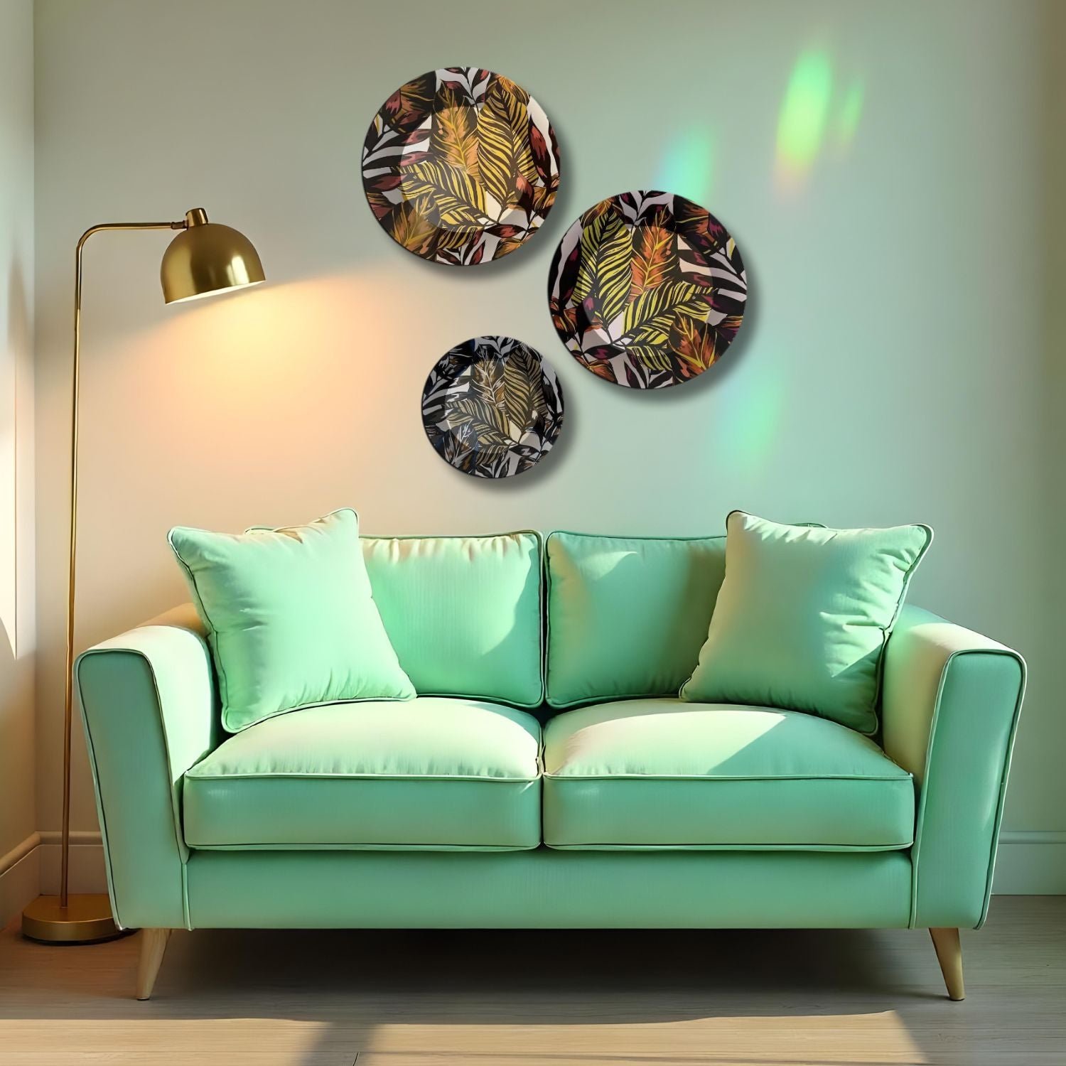 Luxury Leaf Pattern Ceramic Wall Plates For Home Decor