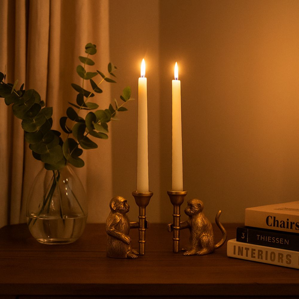 Elegant Golden Monkey Candle Holder Set of 2 For Home Decor