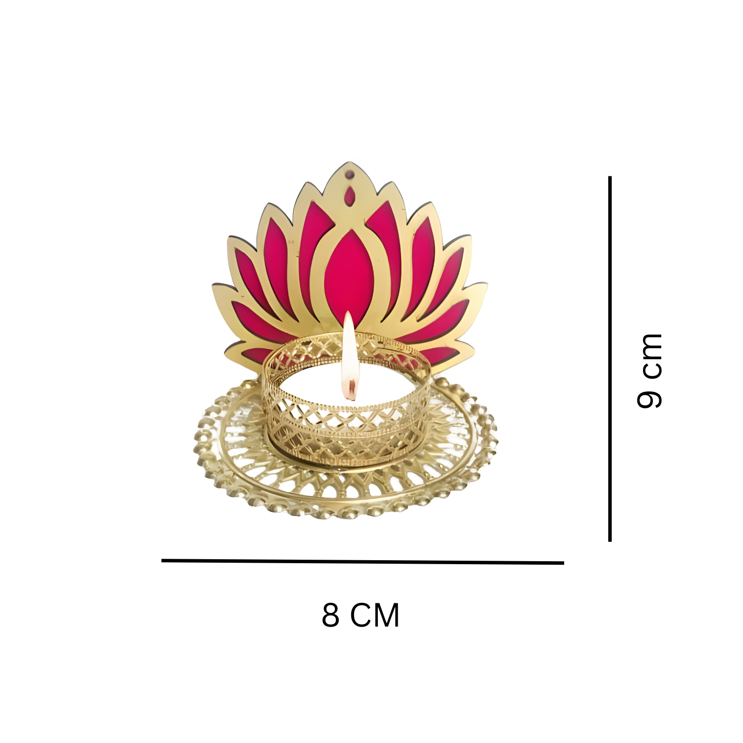 Elegant Lotus Tealight Candle Holders – Set of 2 | Gold & Pink Decorative Diyas for Diwali, Home & Festive Décor
