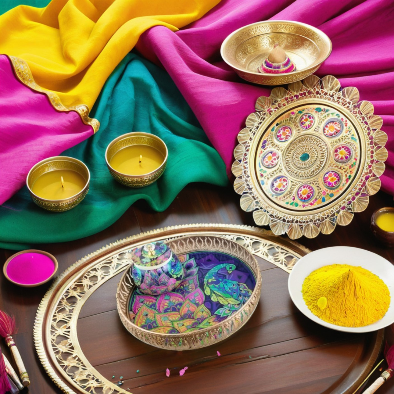 Luxury Peacock-Themed Decorative Serving Tray with Jar - Nestern