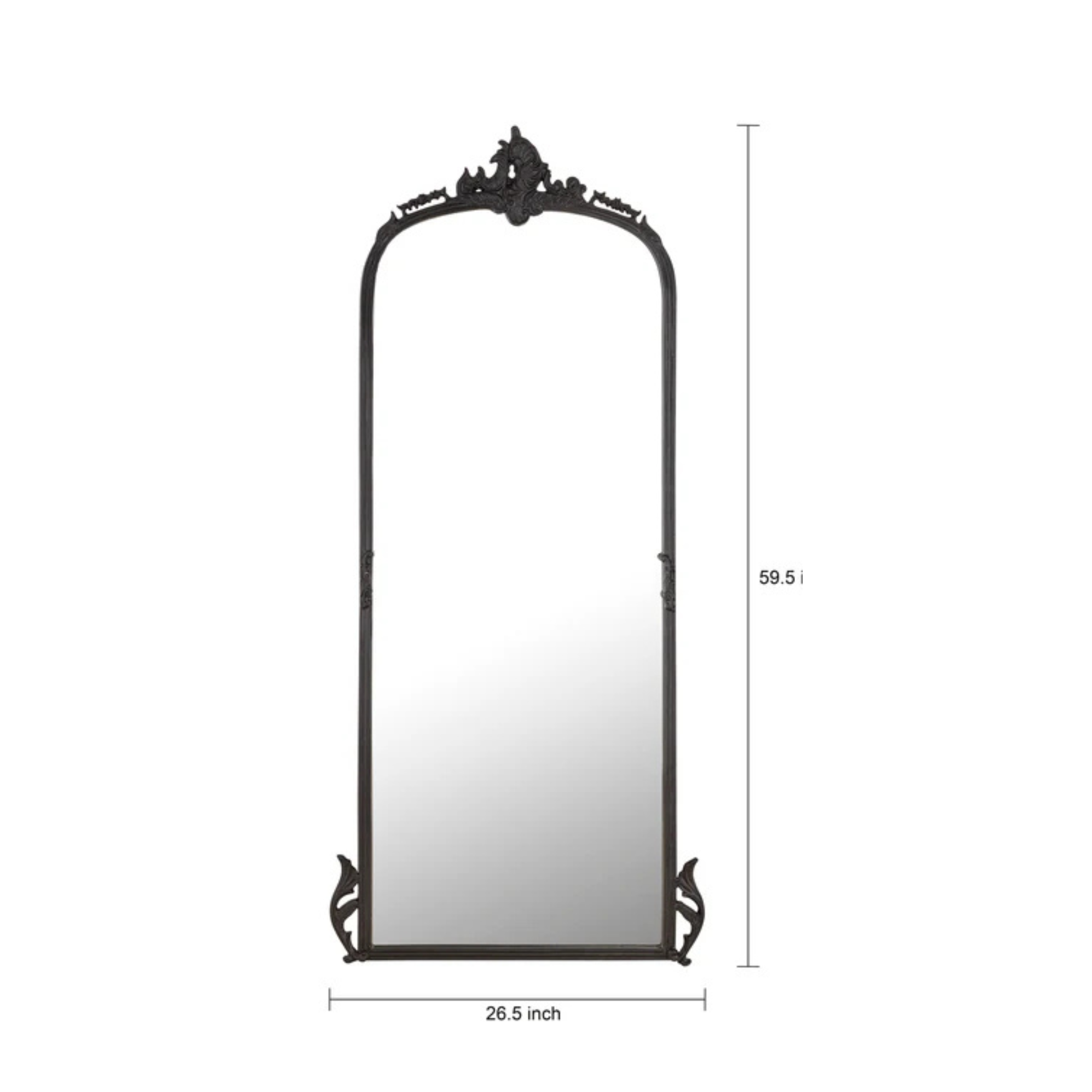 Elegant Victorian Arched Full-Length Wall Mirror with Ornate Detailing